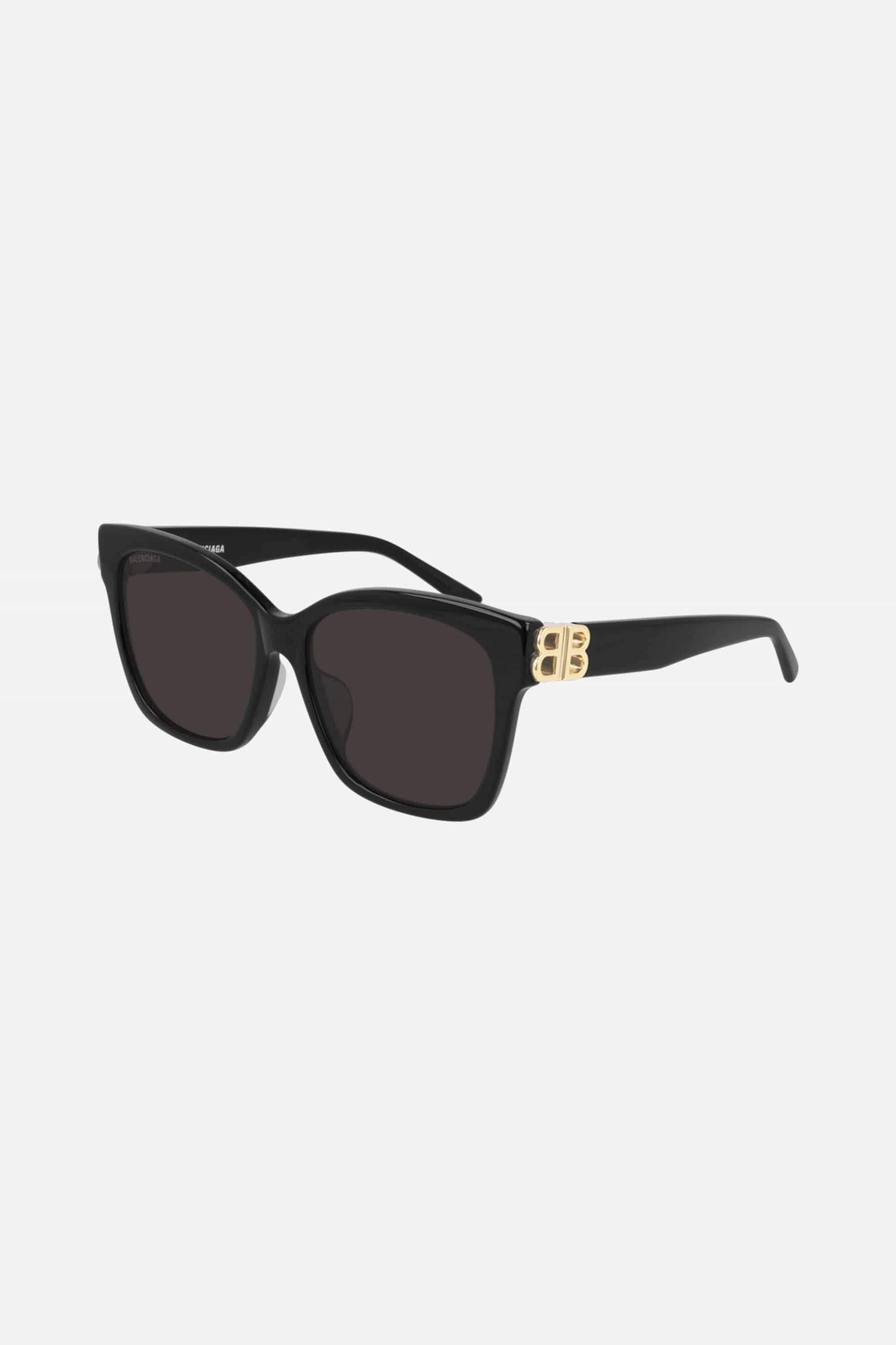 Balenciaga squared femenine black sunglasses with BB folding