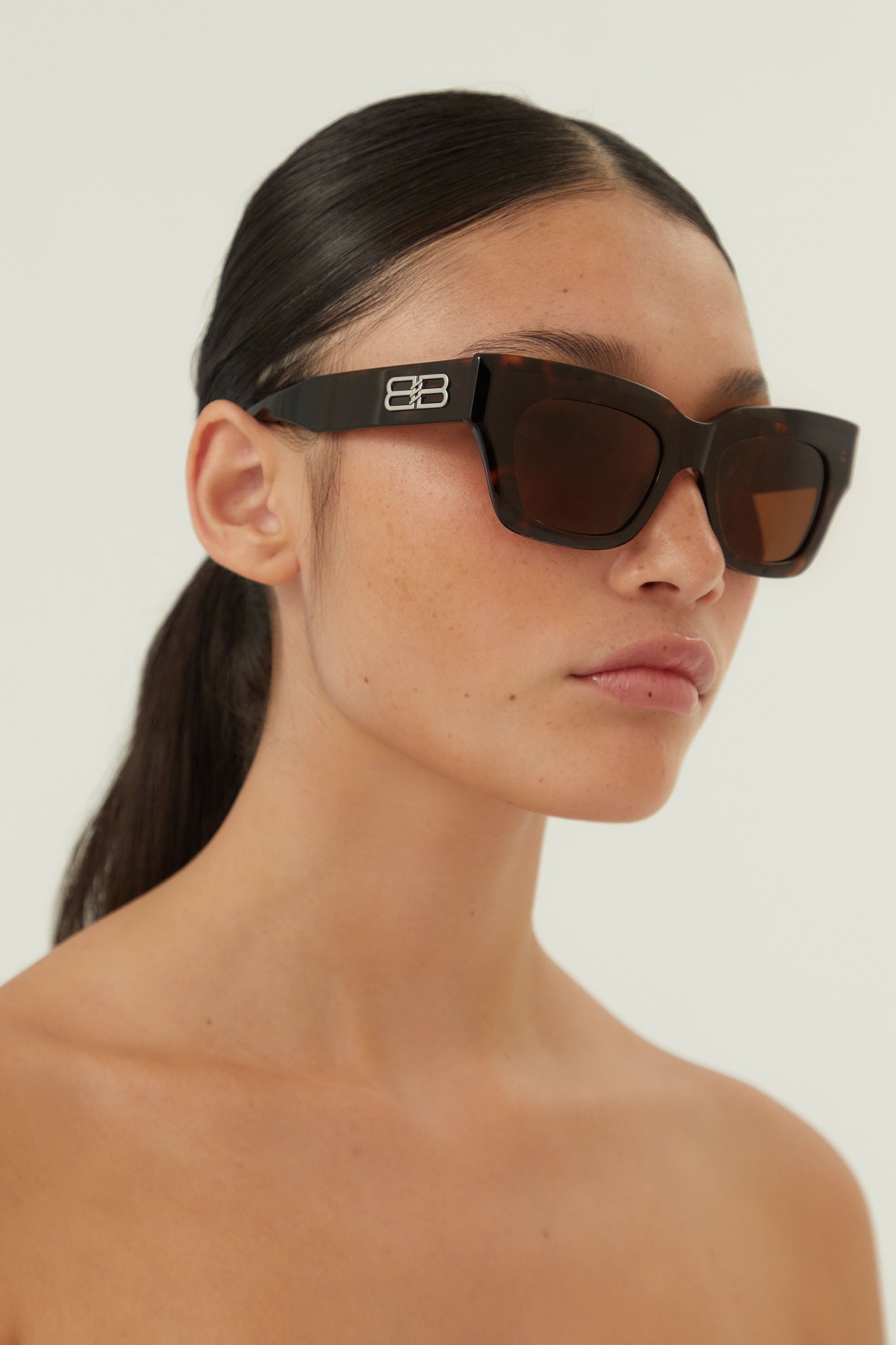 Balenciaga squared femenine havana sunglasses