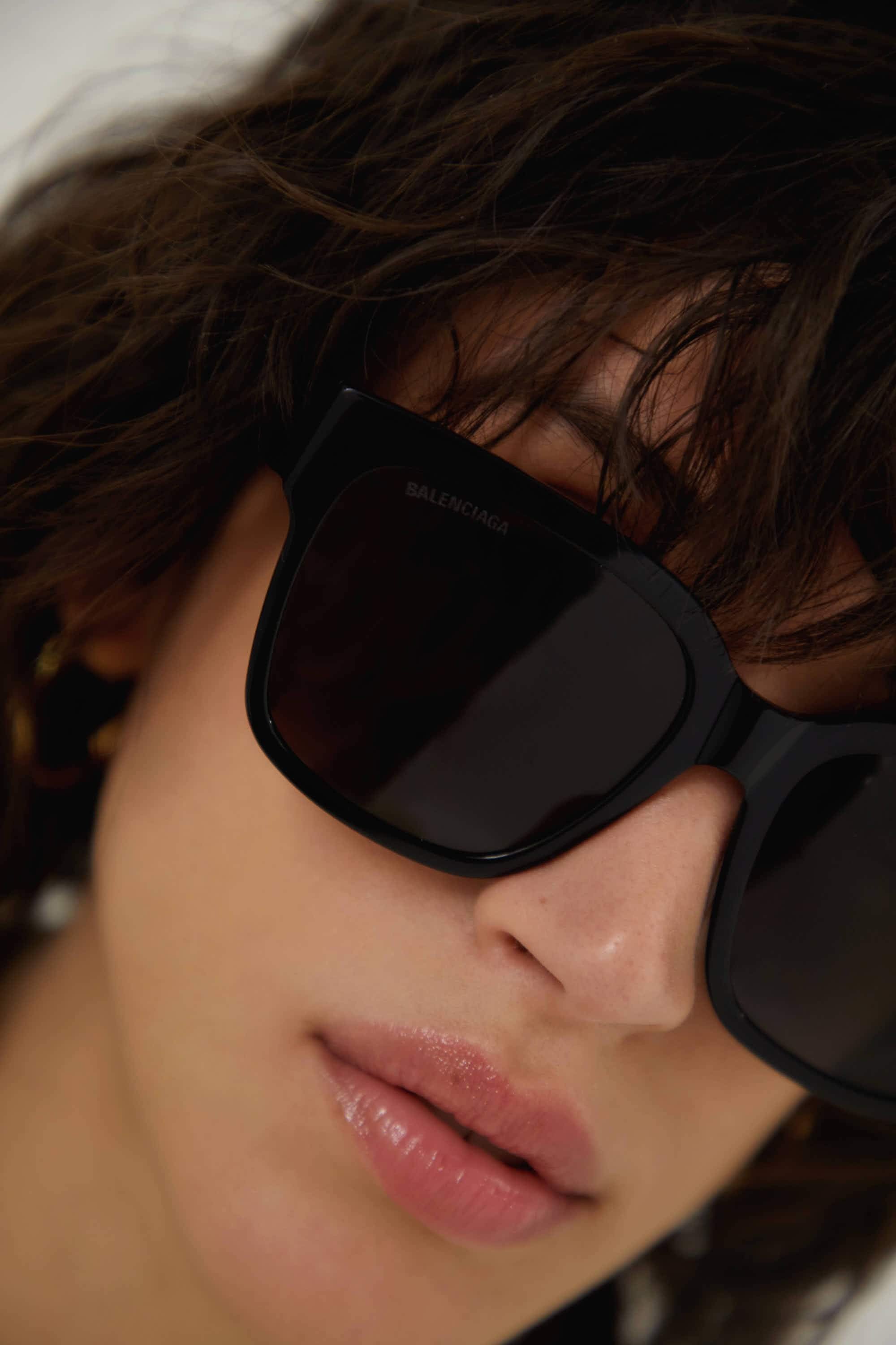 Balenciaga ultra slim black cat-eye sunglasses