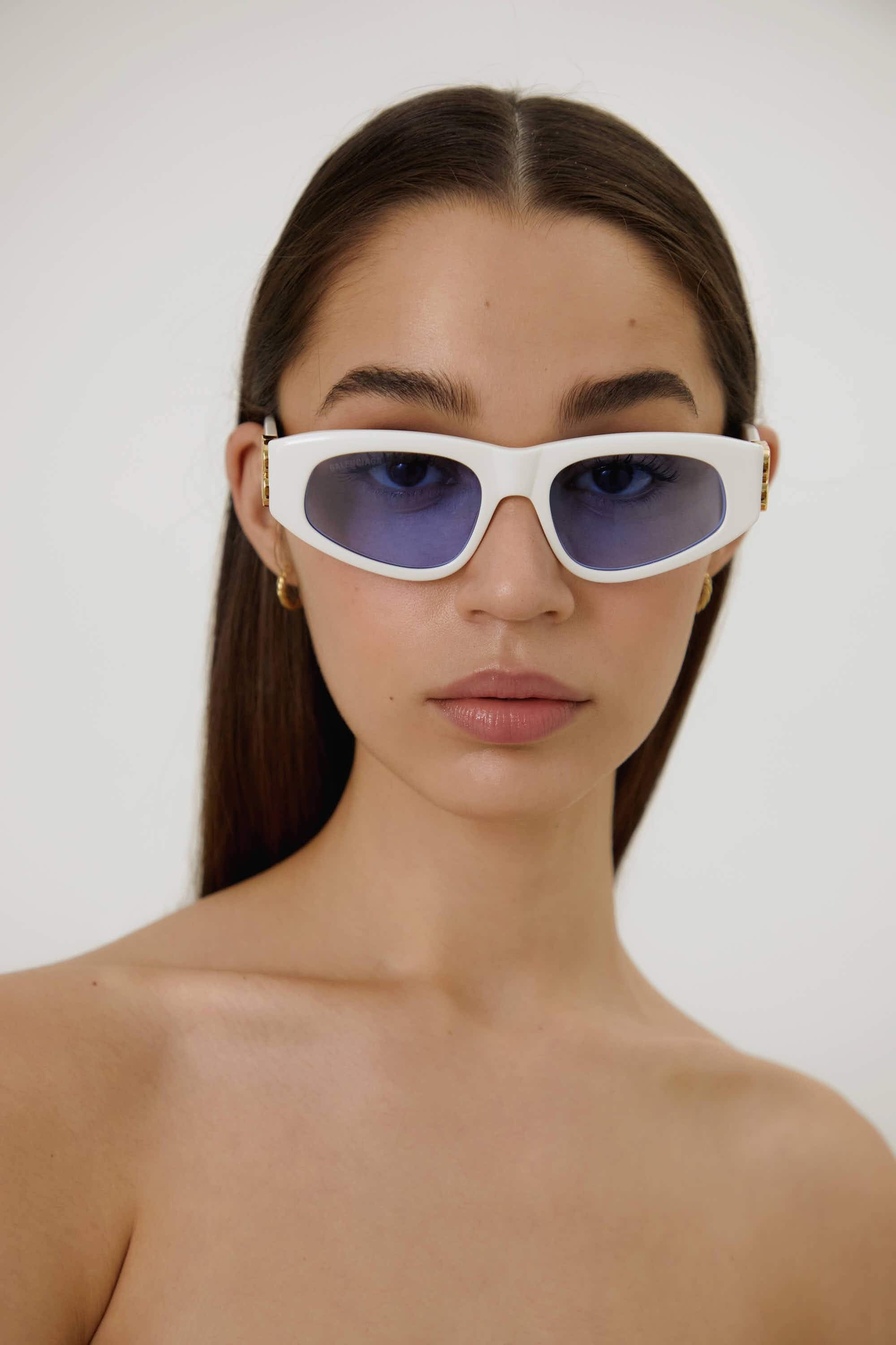 Balenciaga white cat-eye BB sunglasses