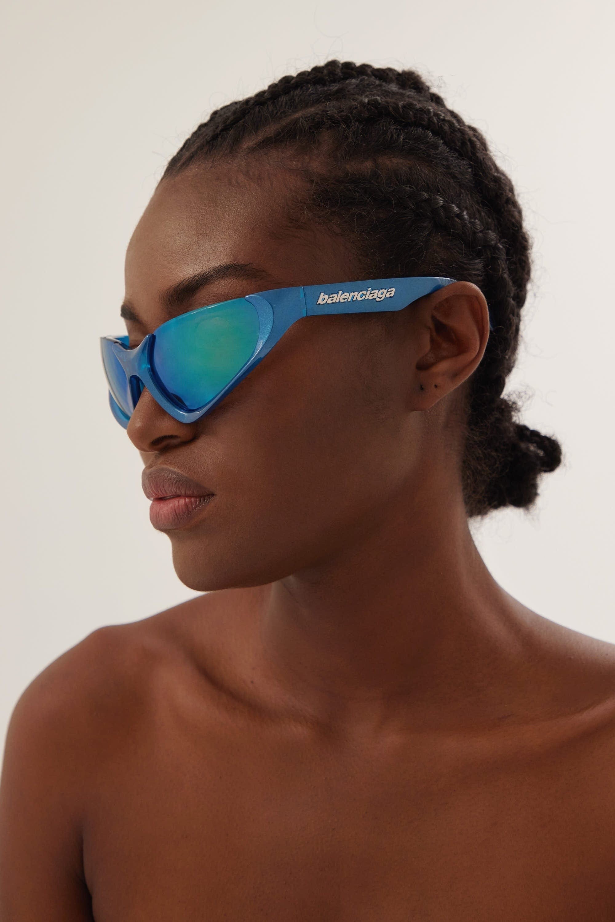 Balenciaga Xpander blue BB0202s-003 wrap around sunglasses