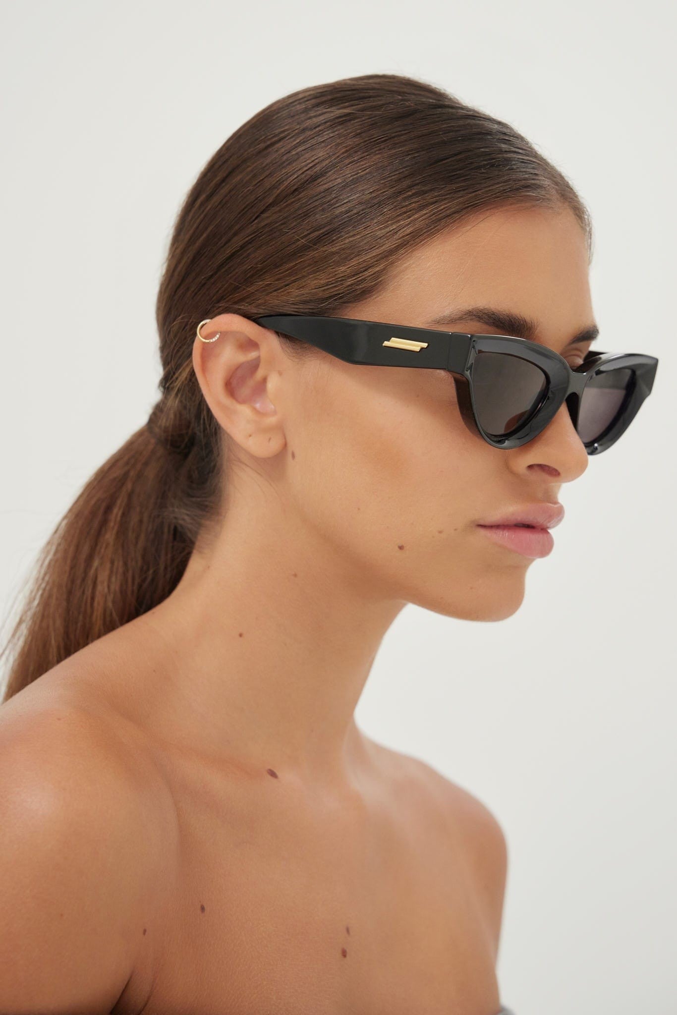 Bottega Veneta angular black sunglasses