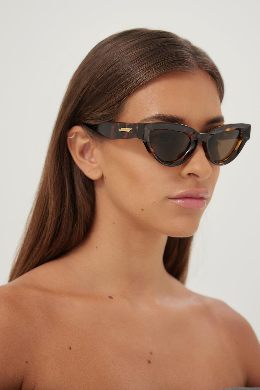 Bottega Veneta angular havana sunglasses