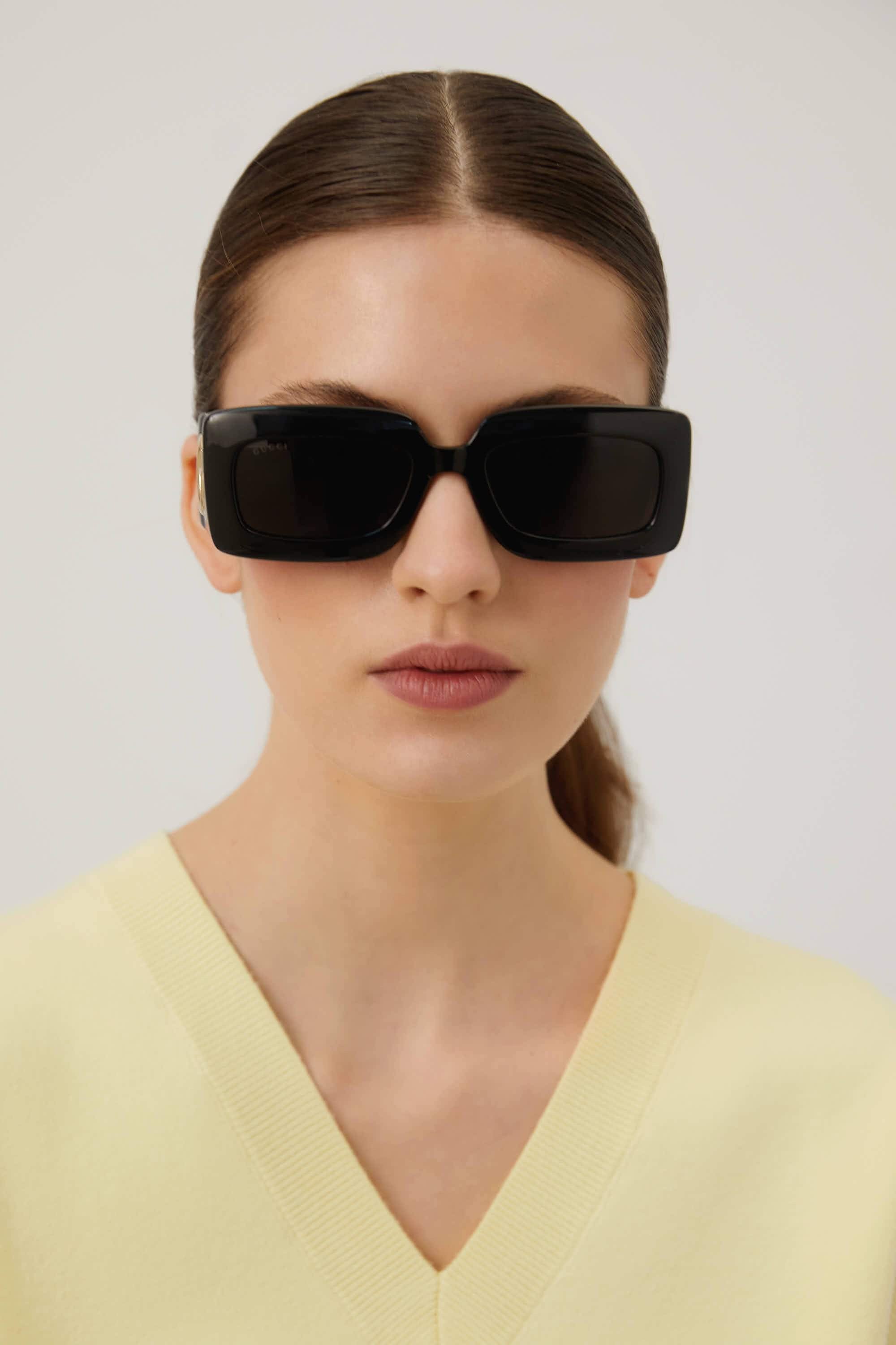 Gucci black sunglasses with matalasse temple