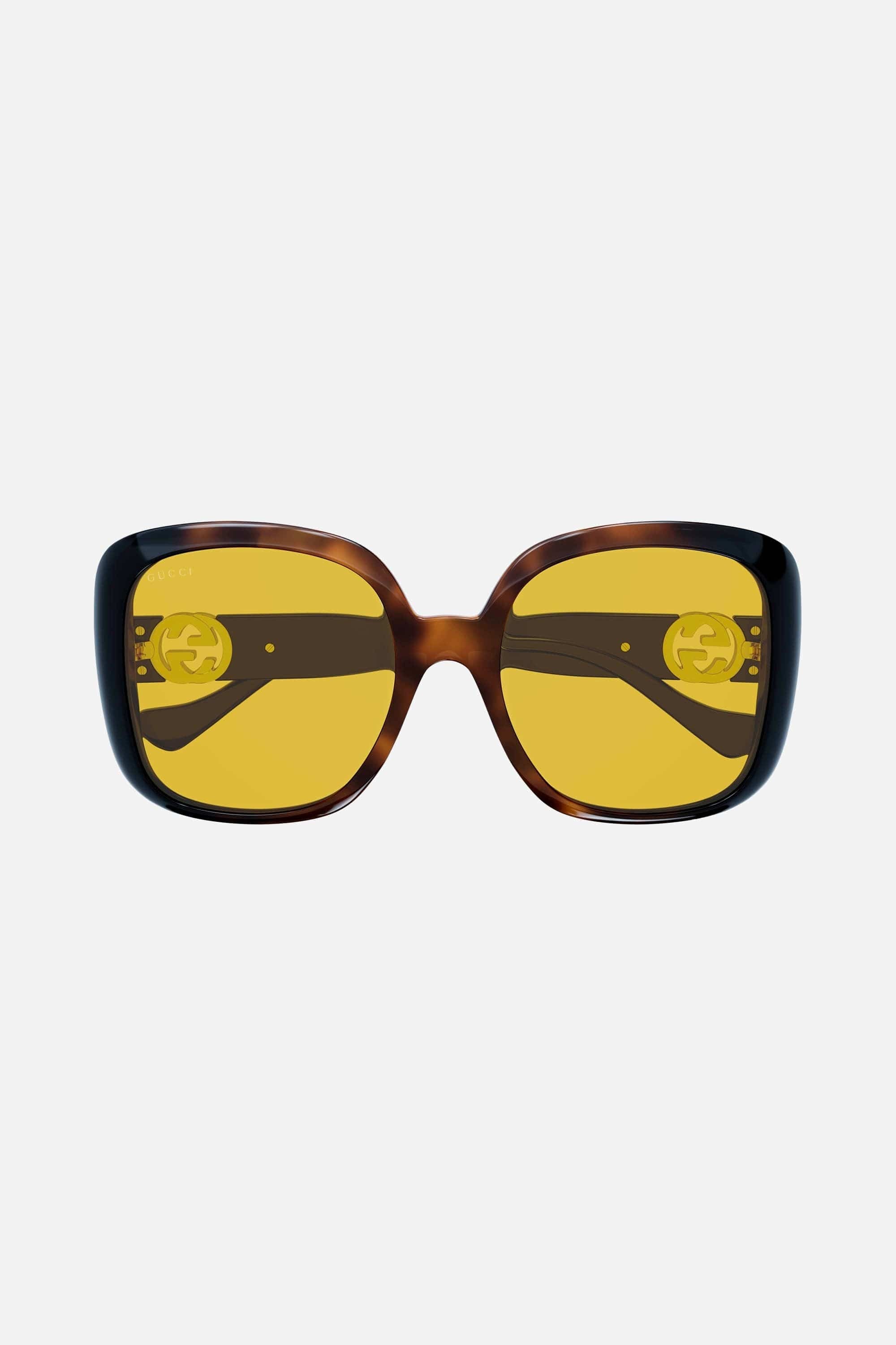 Gucci butterfly havana and yellow sunglasses