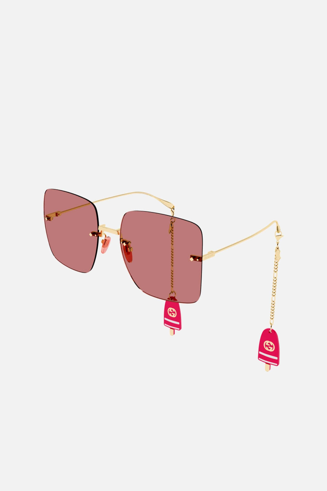 Gucci chain gold squared sunglasses with charms