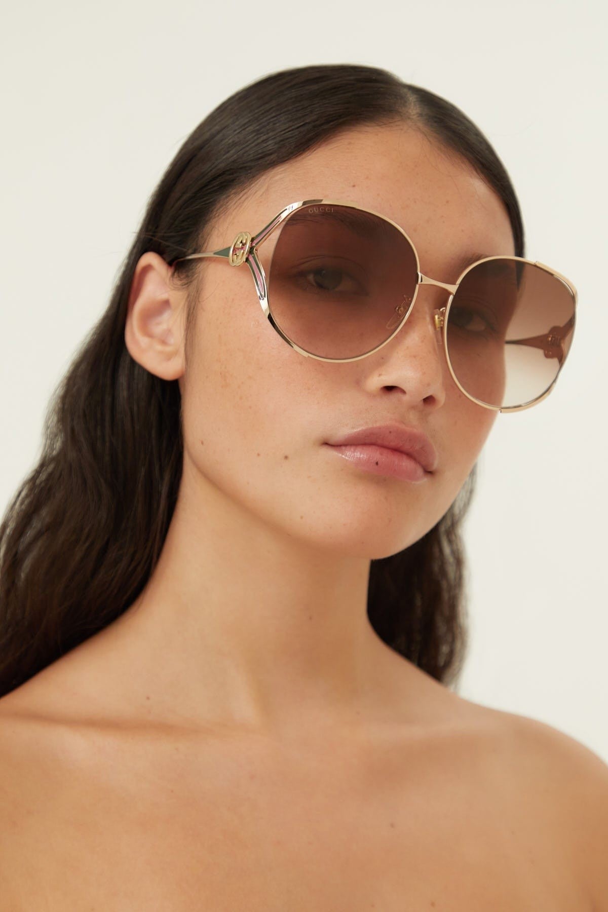 Gucci fork metal brown sunglasses