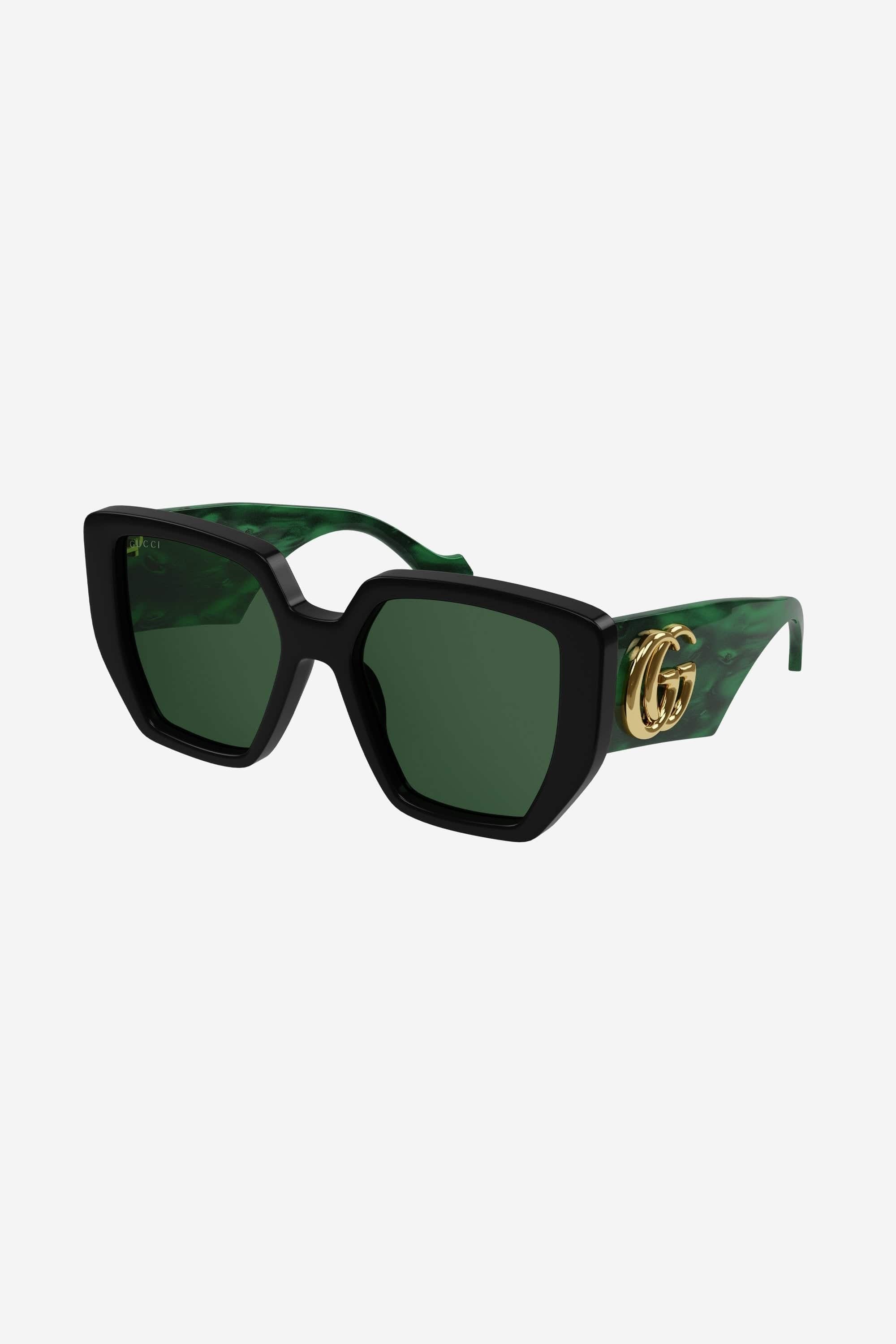 Gucci GG0956S oversized black and green sunglasses with maxi logo