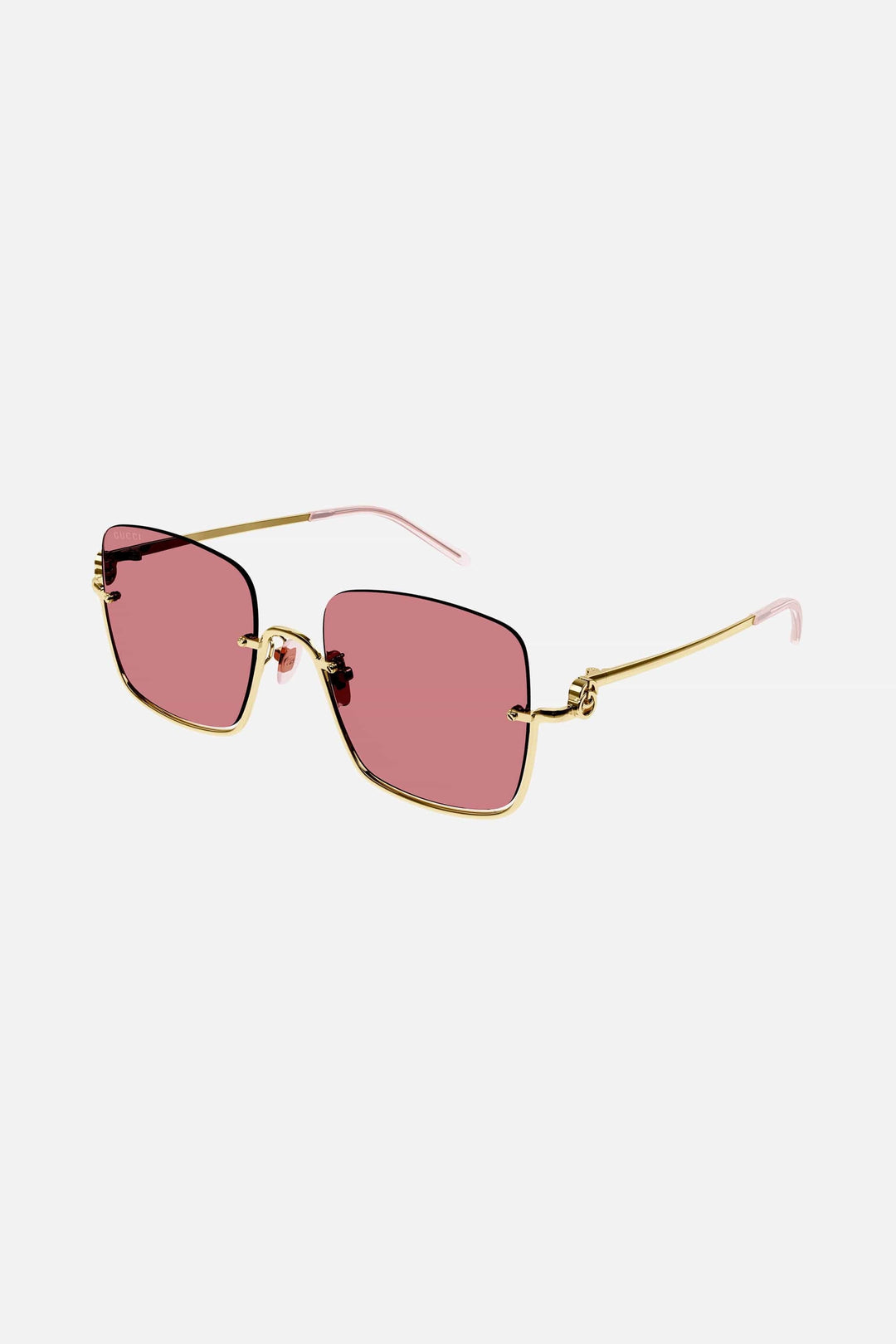 Gucci metal squared sunglasses with pink lenses