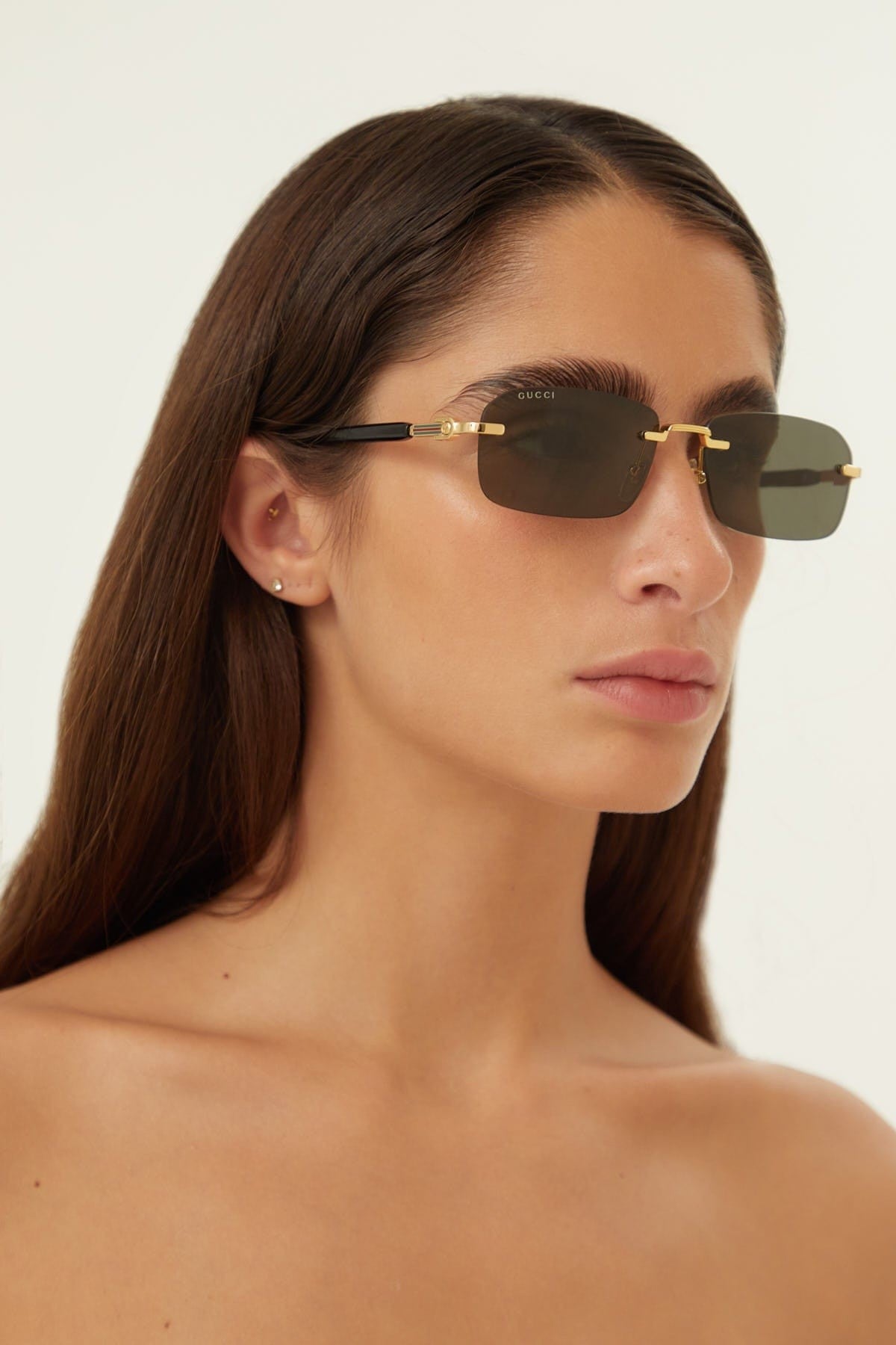 Gucci micro rimless metal sunglasses