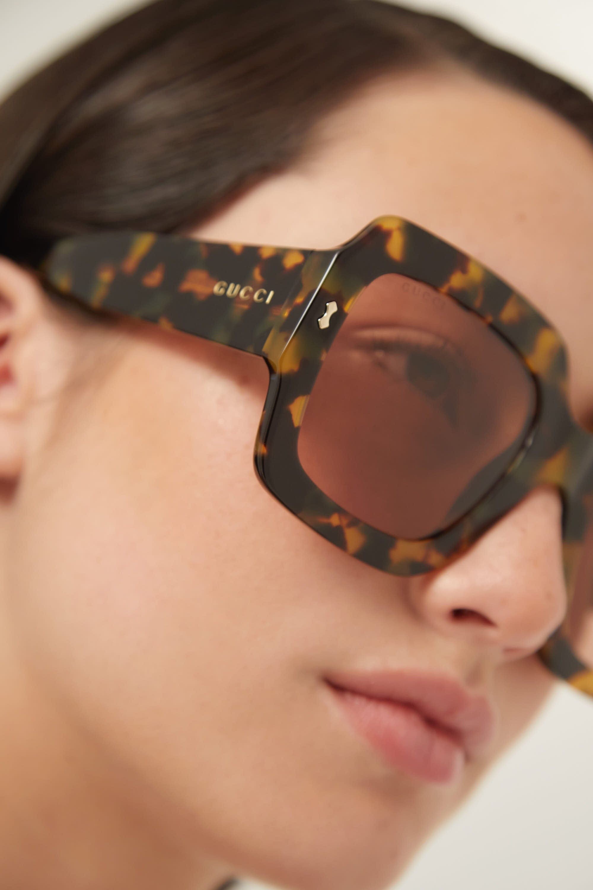 Gucci oversized squared sustainable havana sunglasses