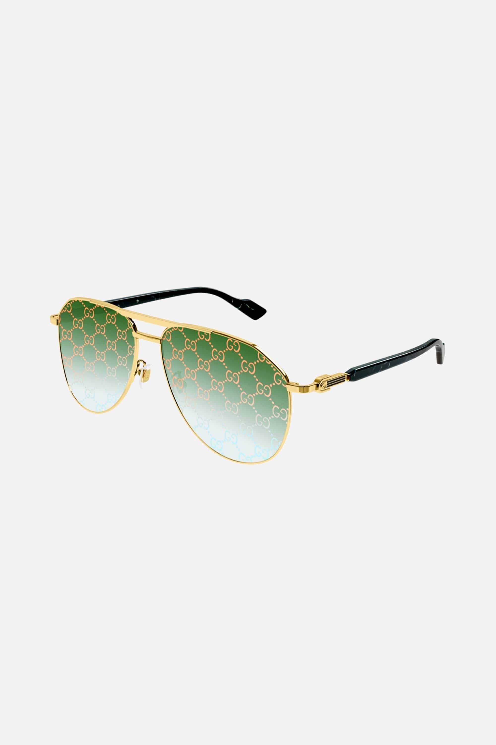 Gucci pilot all over logo metal sunglasses