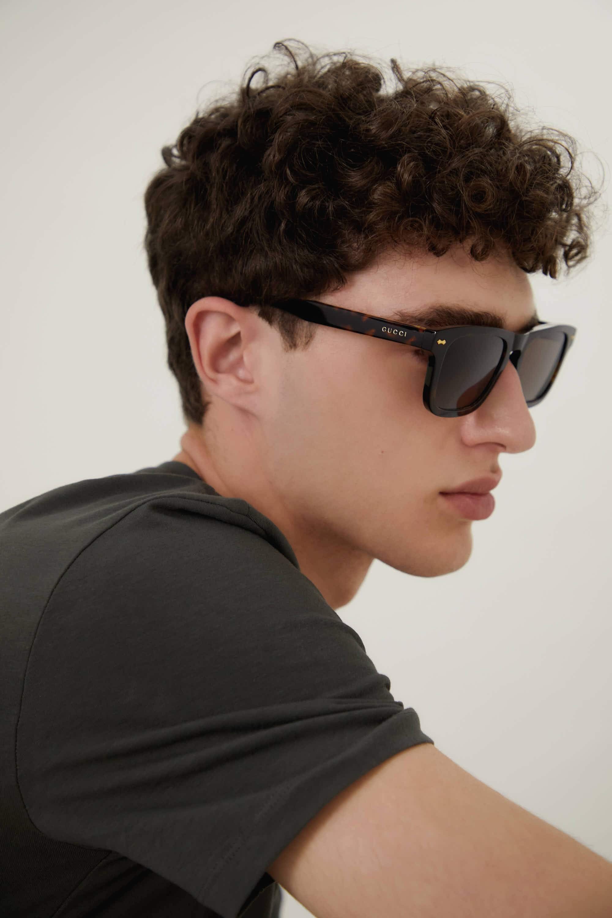 Gucci rectangular havana decor sunglasses