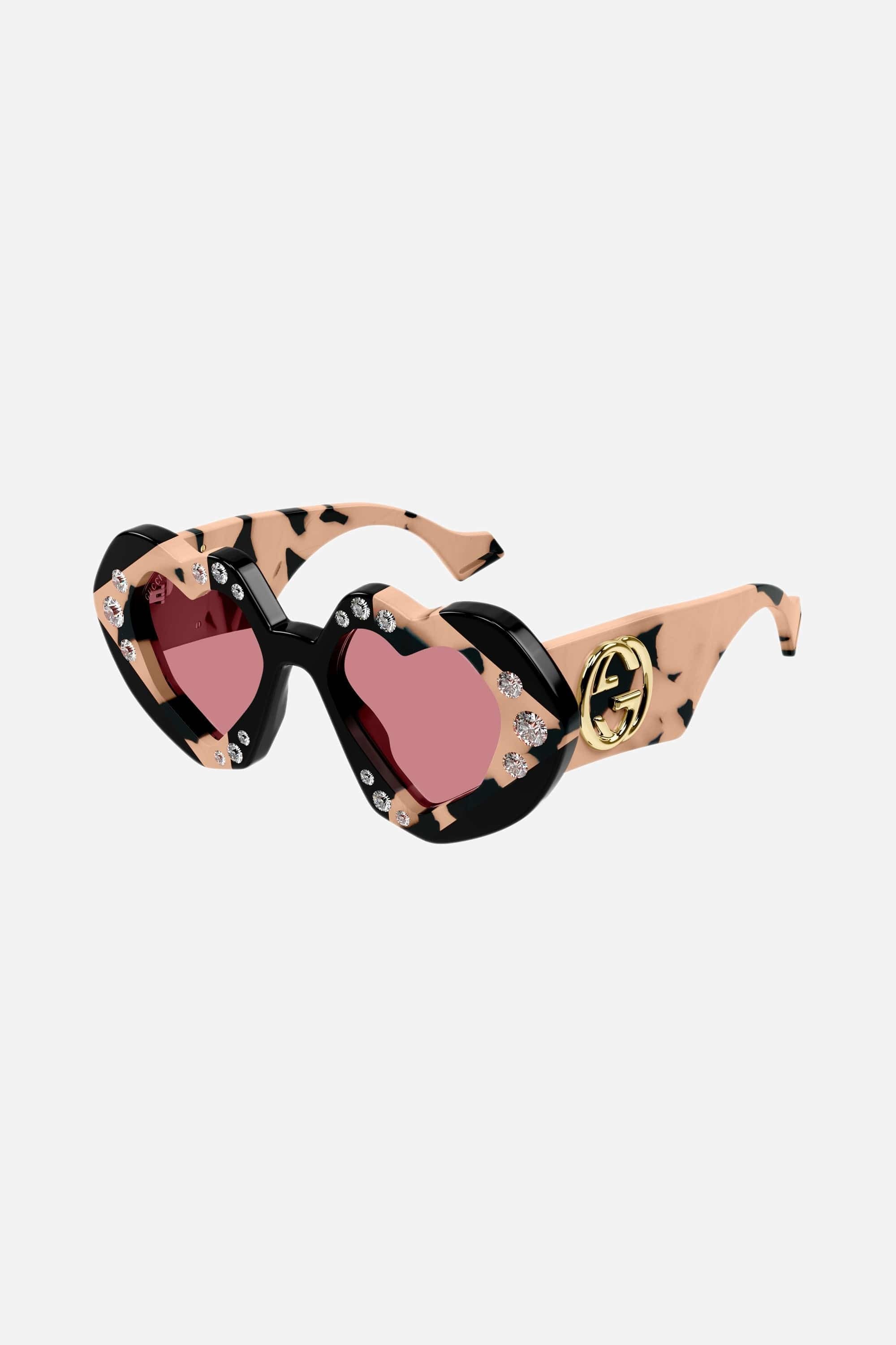 Gucci round hollywood collection shade in pink with Swarovski stones