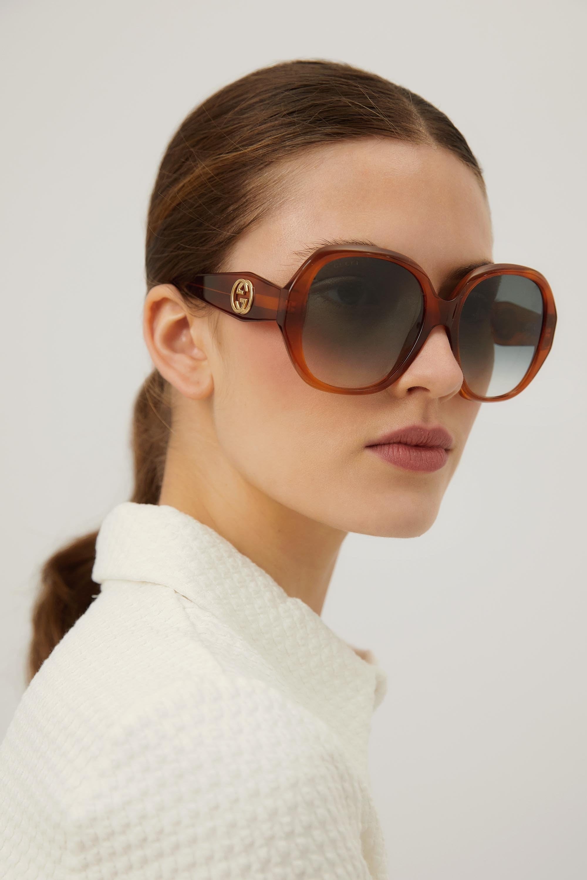 Gucci round light havana sunglasses