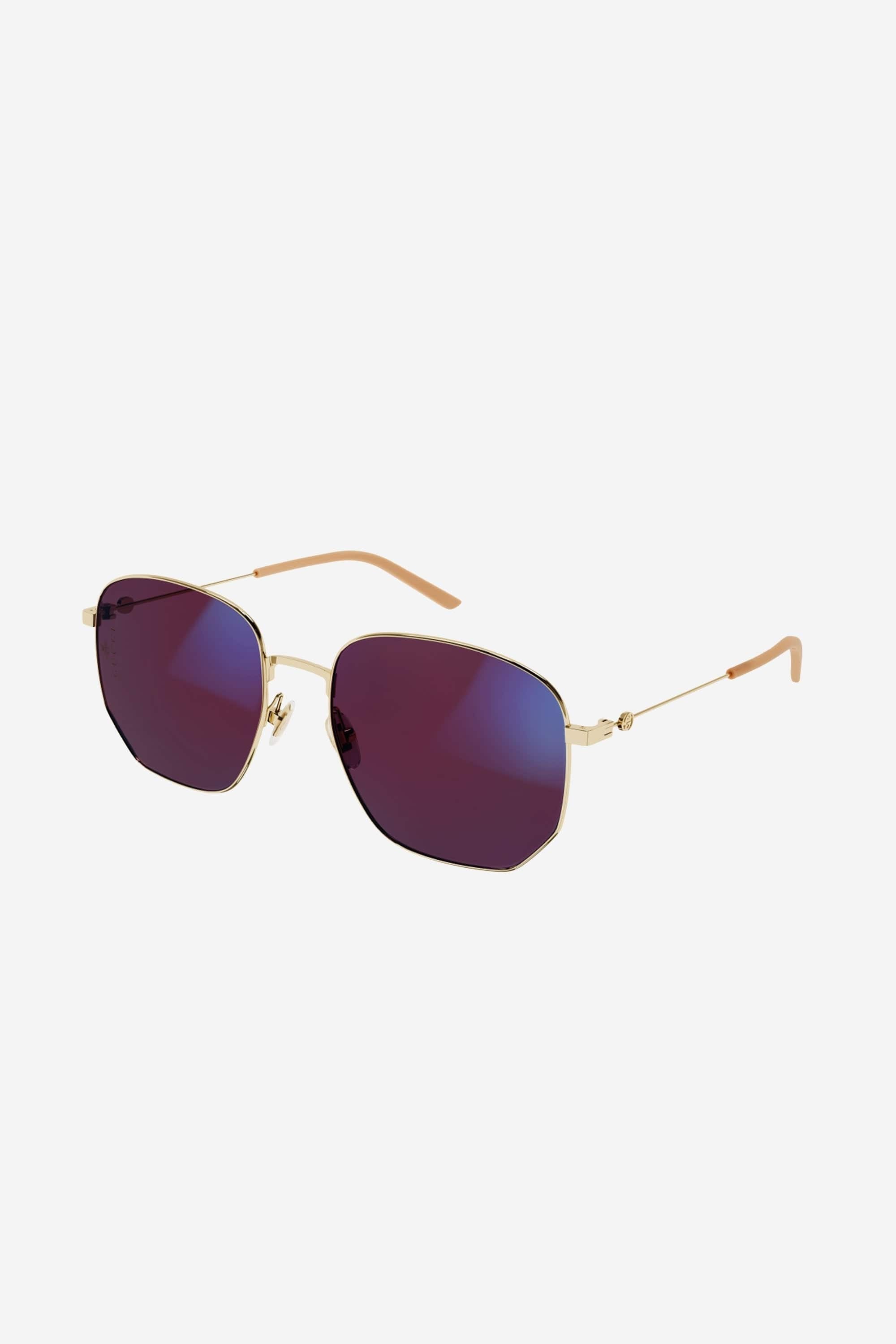 Gucci round metal blue light frame