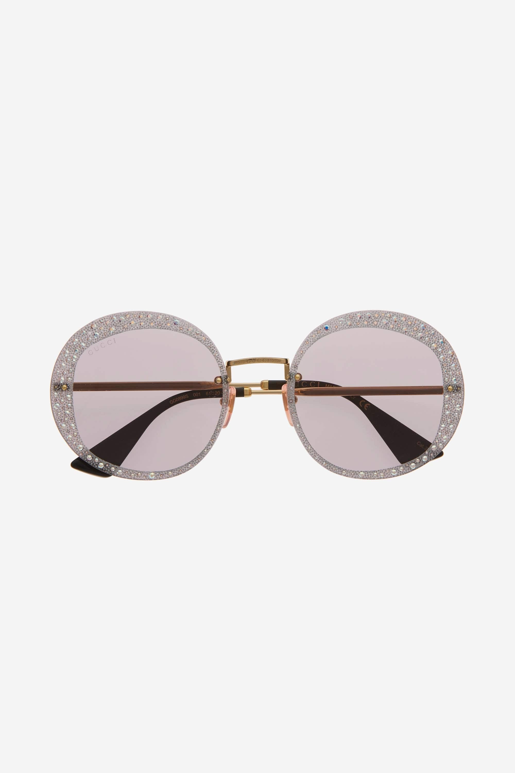 Gucci round rimless sunglasses with Swarovski stones