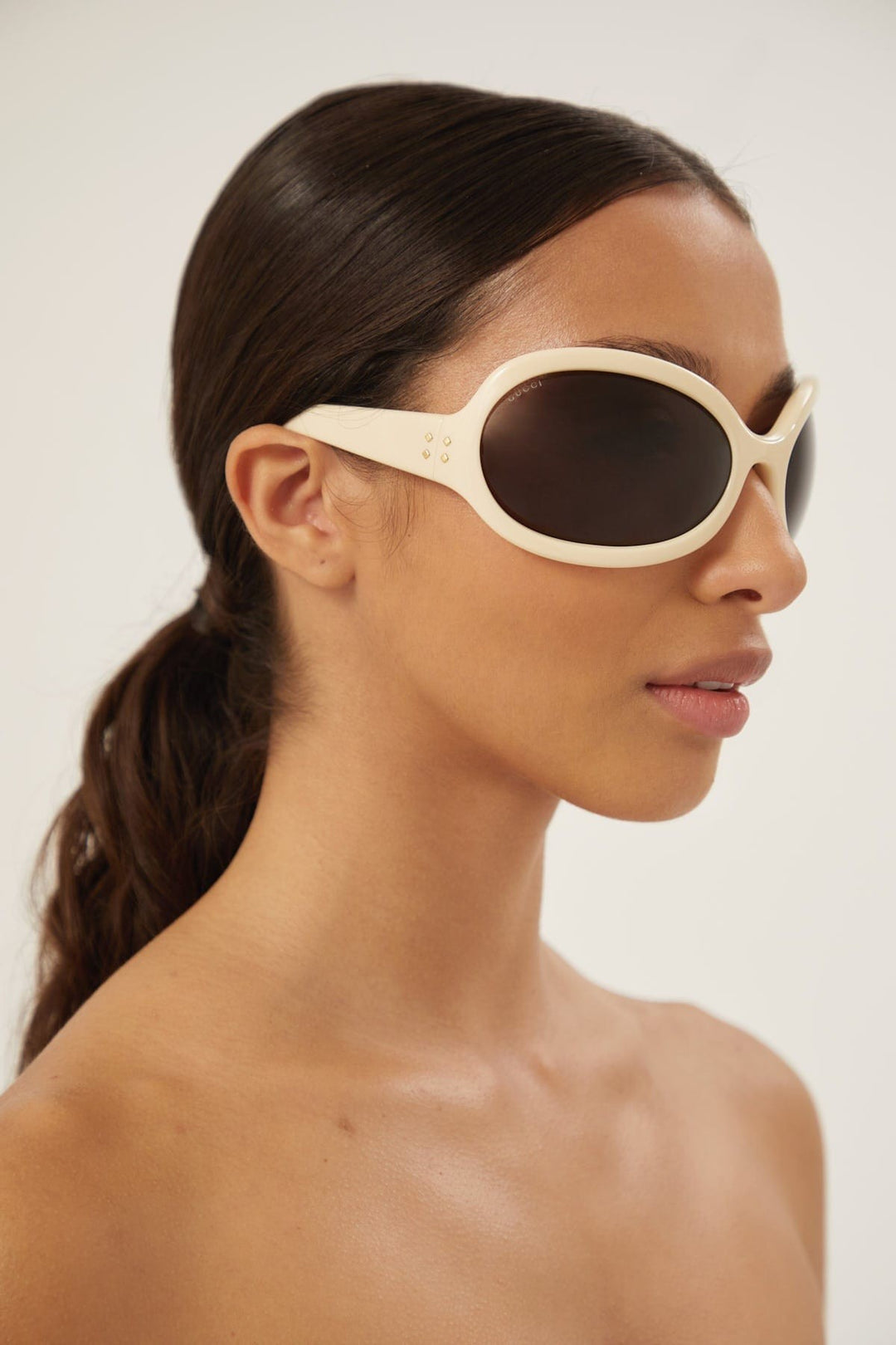 Gucci wrap around ivory sunglasses