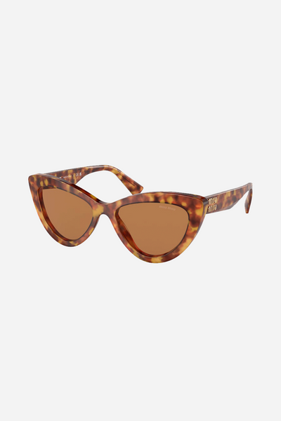 【Miu Miu】0MU 09WS キャットアイサングラス（Havana） Miu Miu Glimpse MU 09WS Rectangle Sunglasses | EyeOns.com
