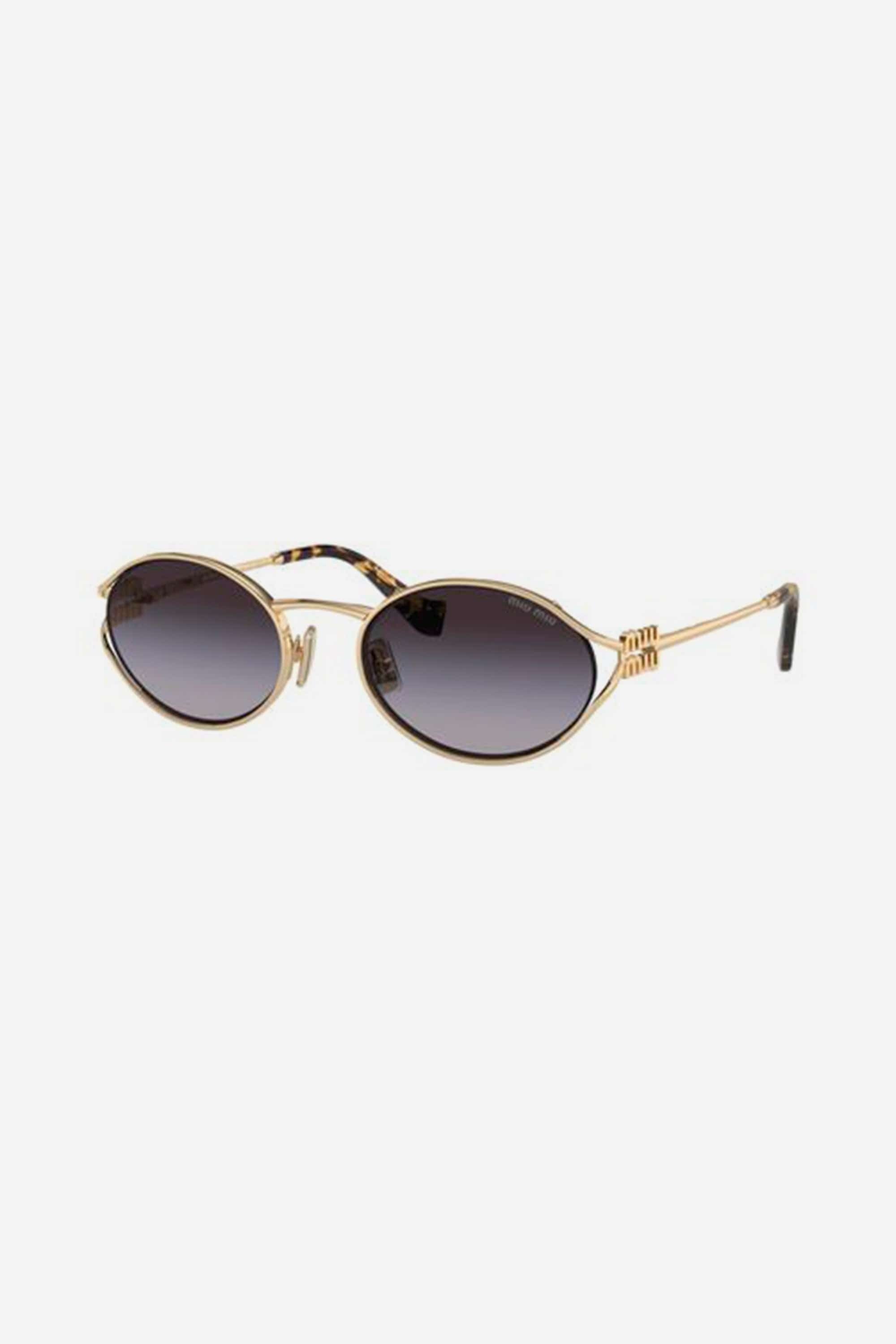 Miu Miu oval metal  sunglasses with grey lenses