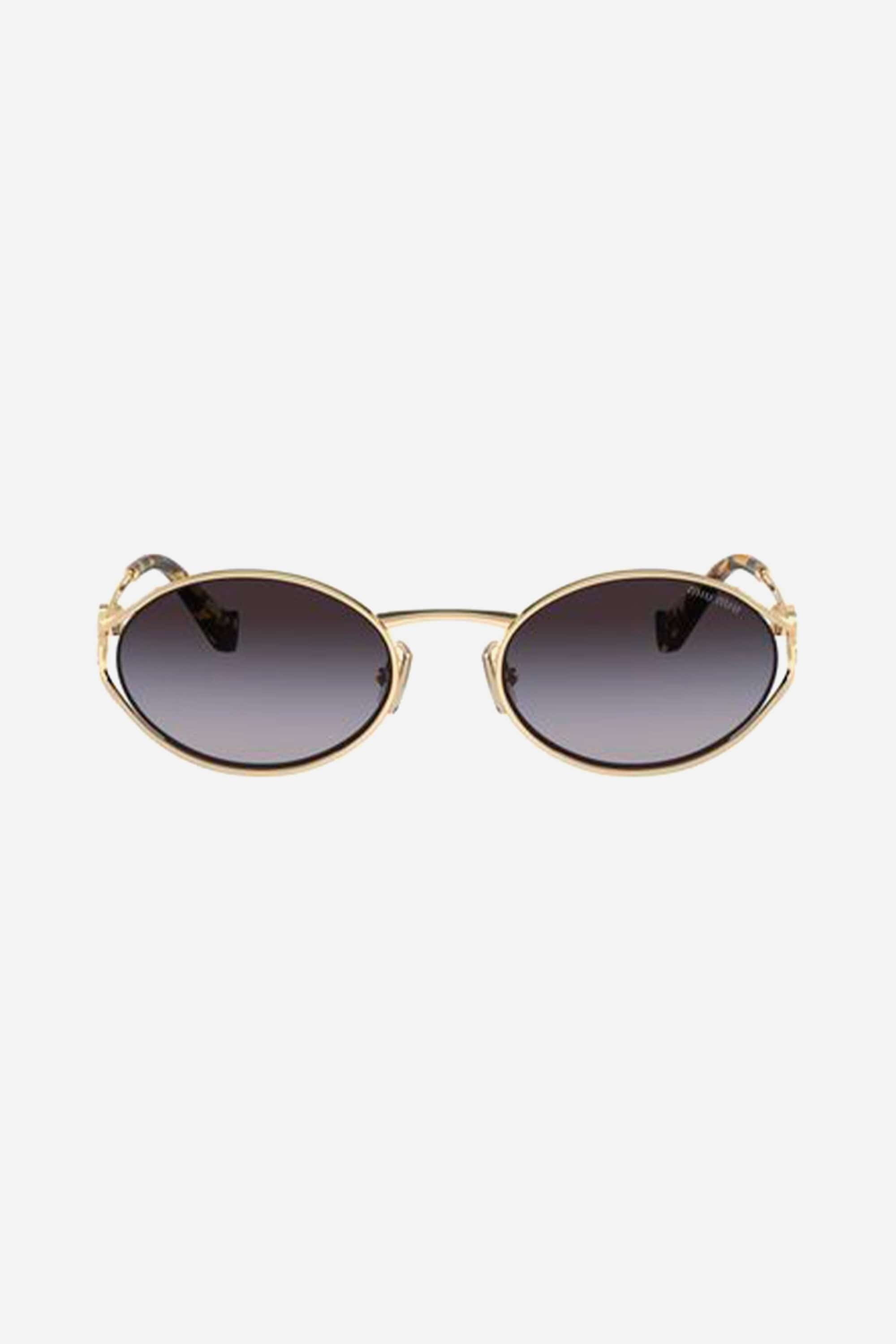 Miu Miu oval metal  sunglasses with grey lenses