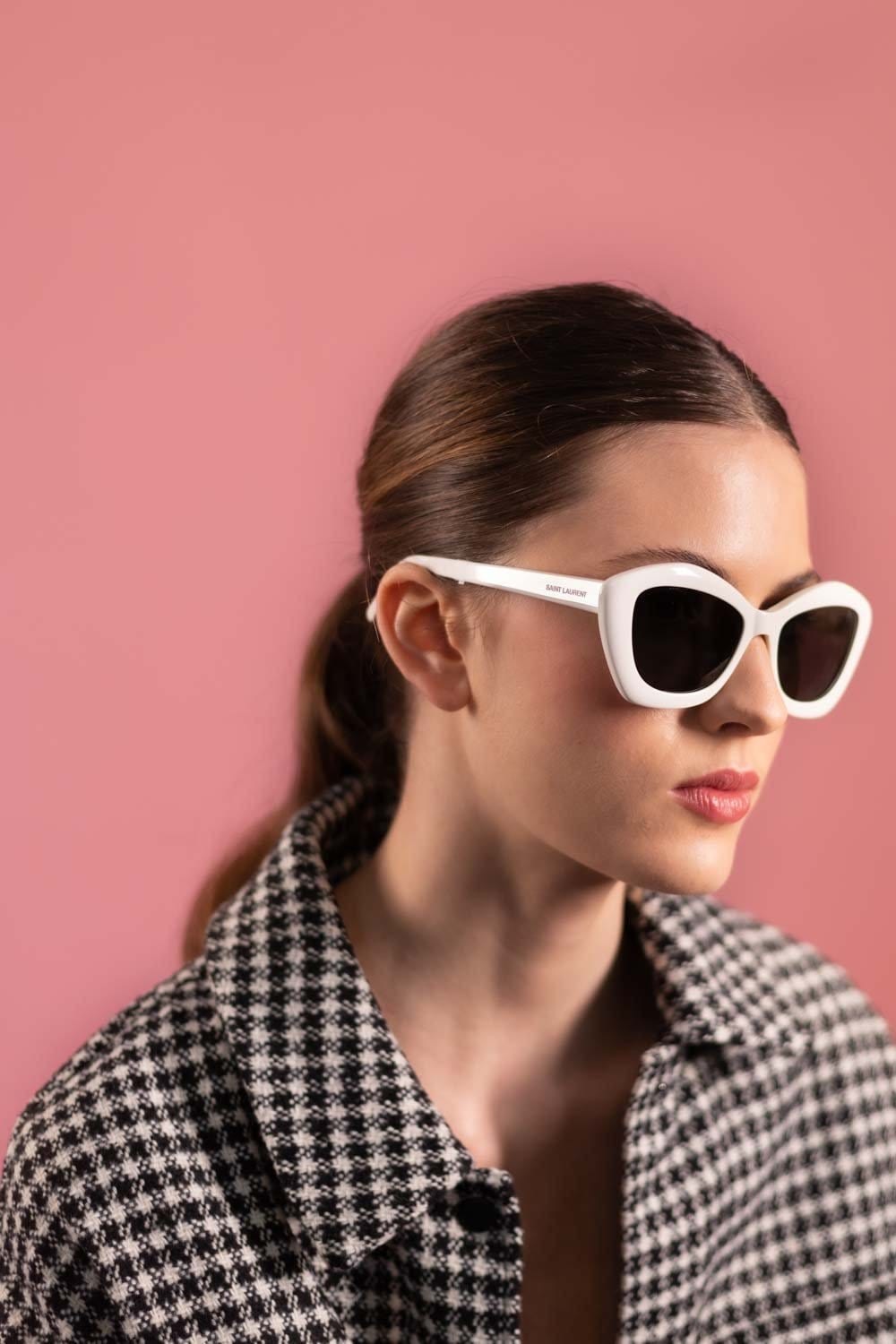 Saint Laurent geometric cat-eye ivory sunglasses