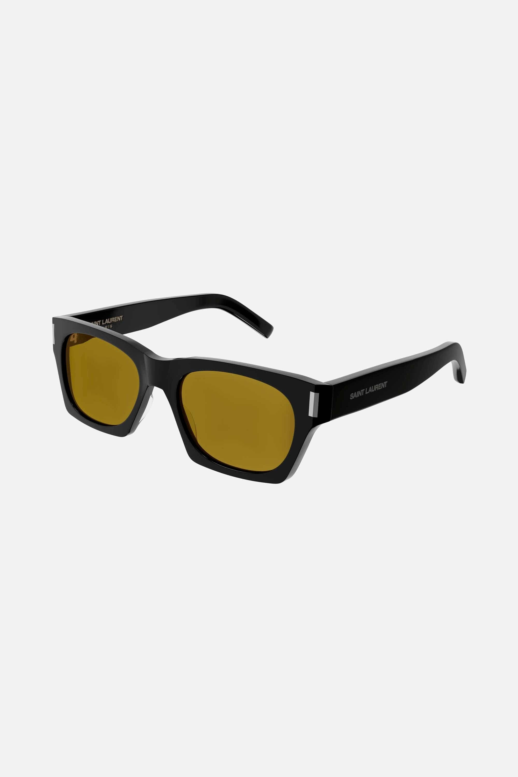 Saint Laurent rectangular sharp black and yellow sunglasses