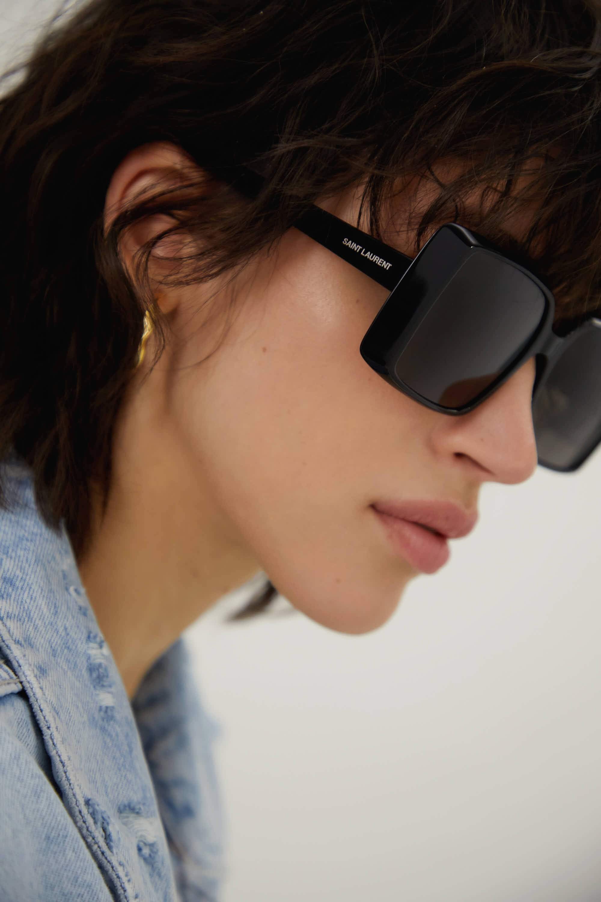 Saint Laurent squared 70s inspired black acetate sunglasses