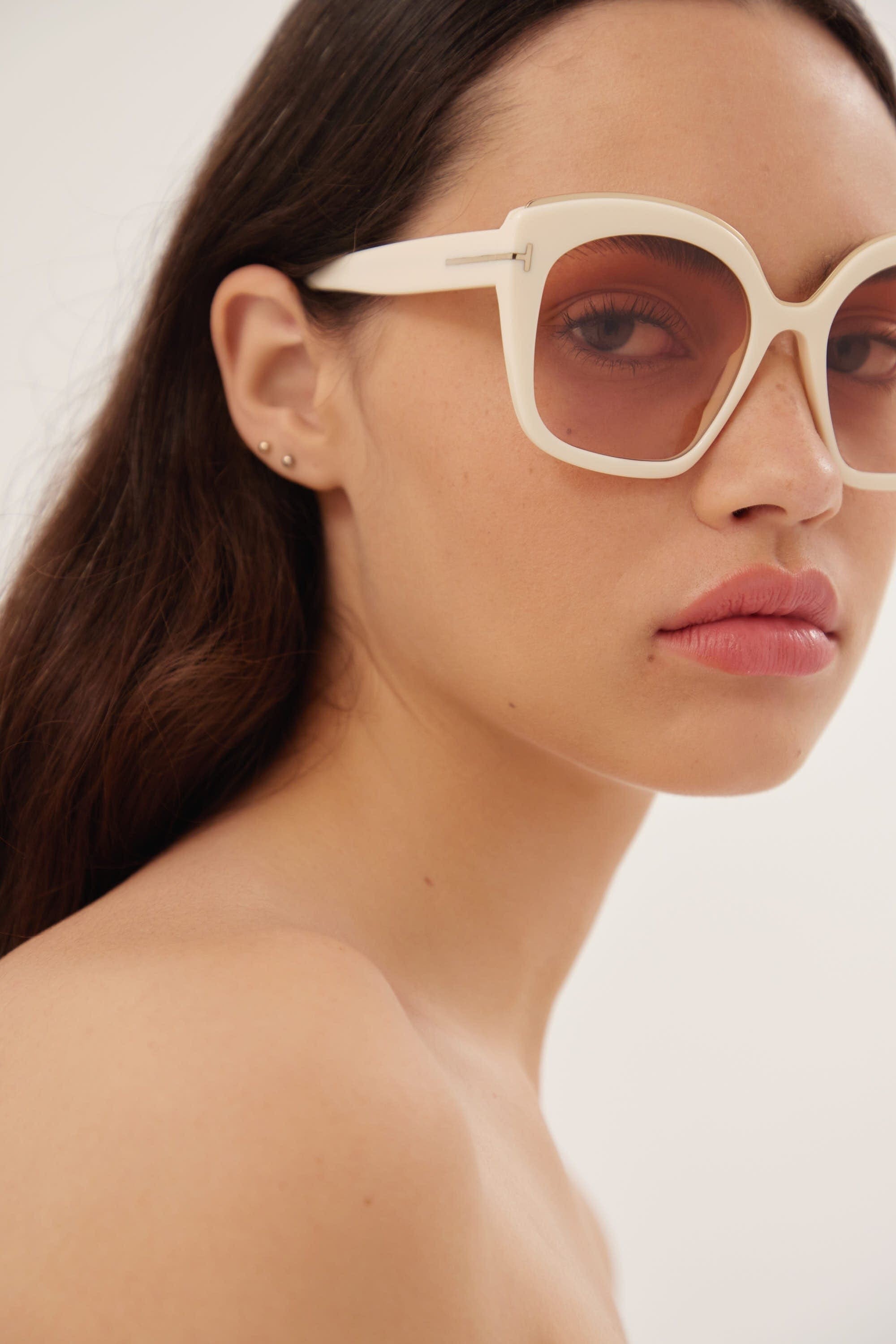 Tom Ford cat eye feminine sunglasses in white