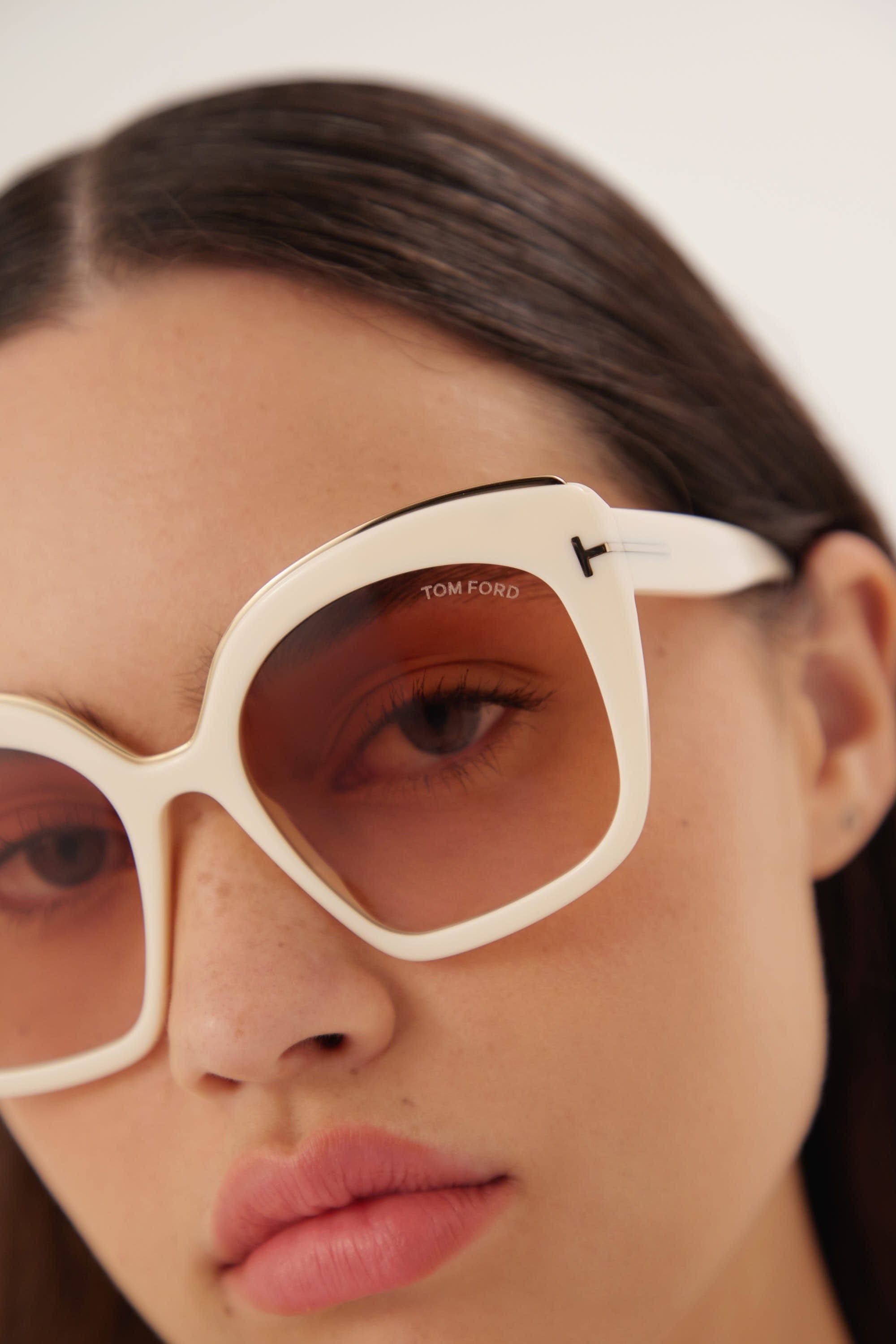 Tom Ford cat eye feminine sunglasses in white