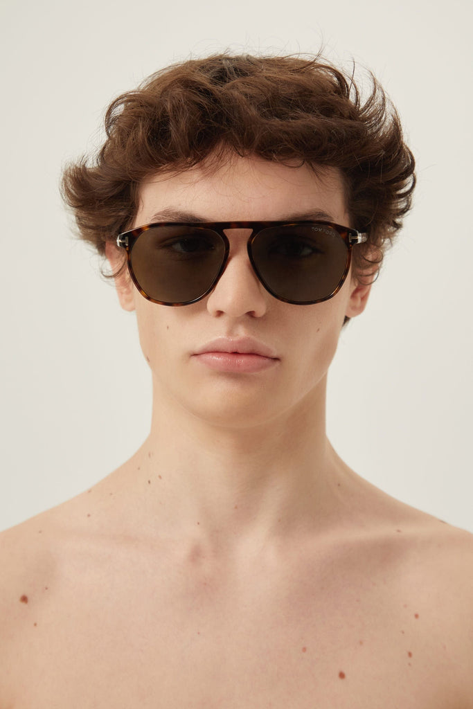 サングラス Tom Ford Sunglasses TF1137K 48E Clear Round Asian Fit Tom Ford round acetate sunglasses with key nose bridge