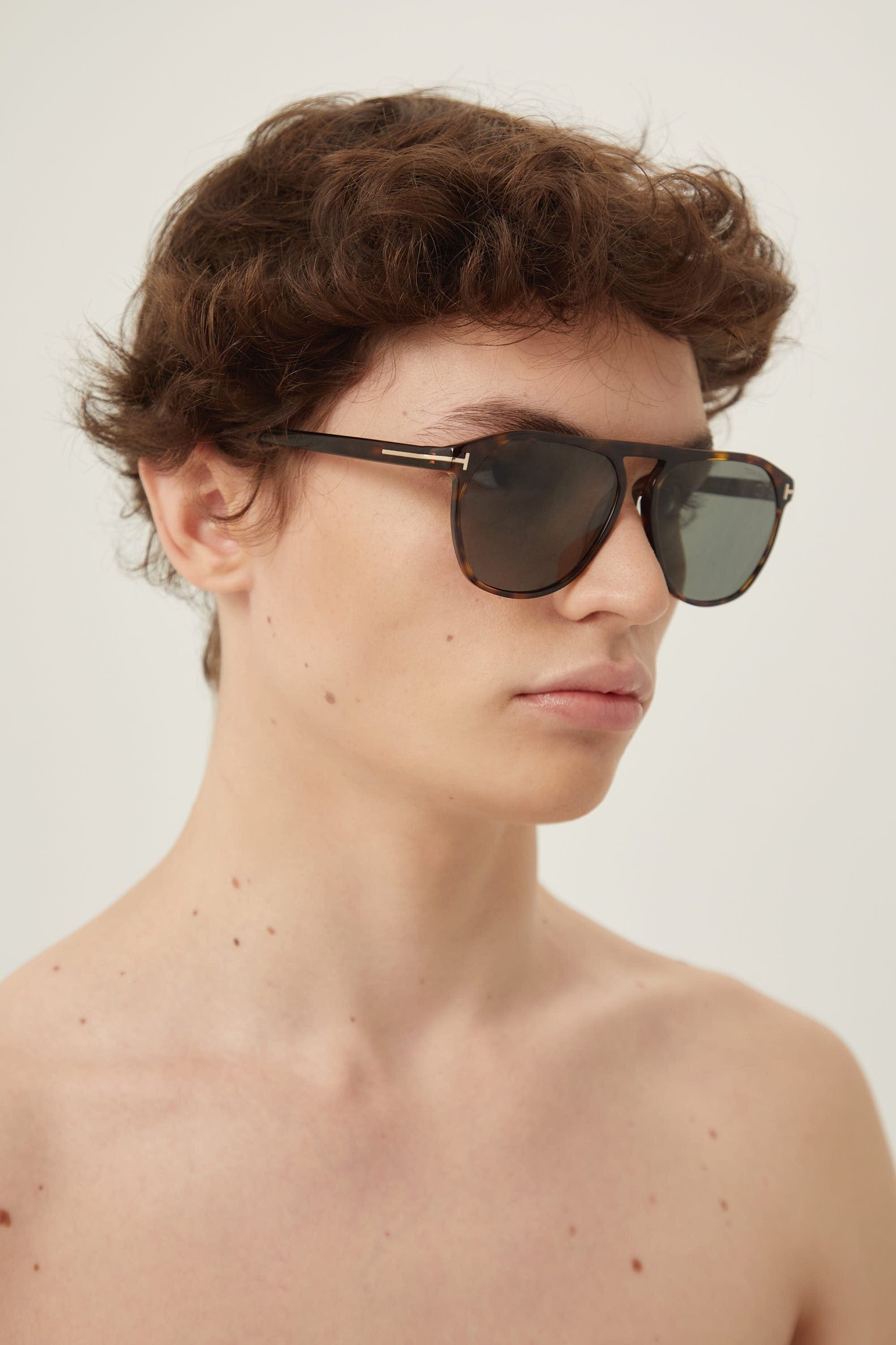 Tom Ford round acetate sunglasses with key nose bridge