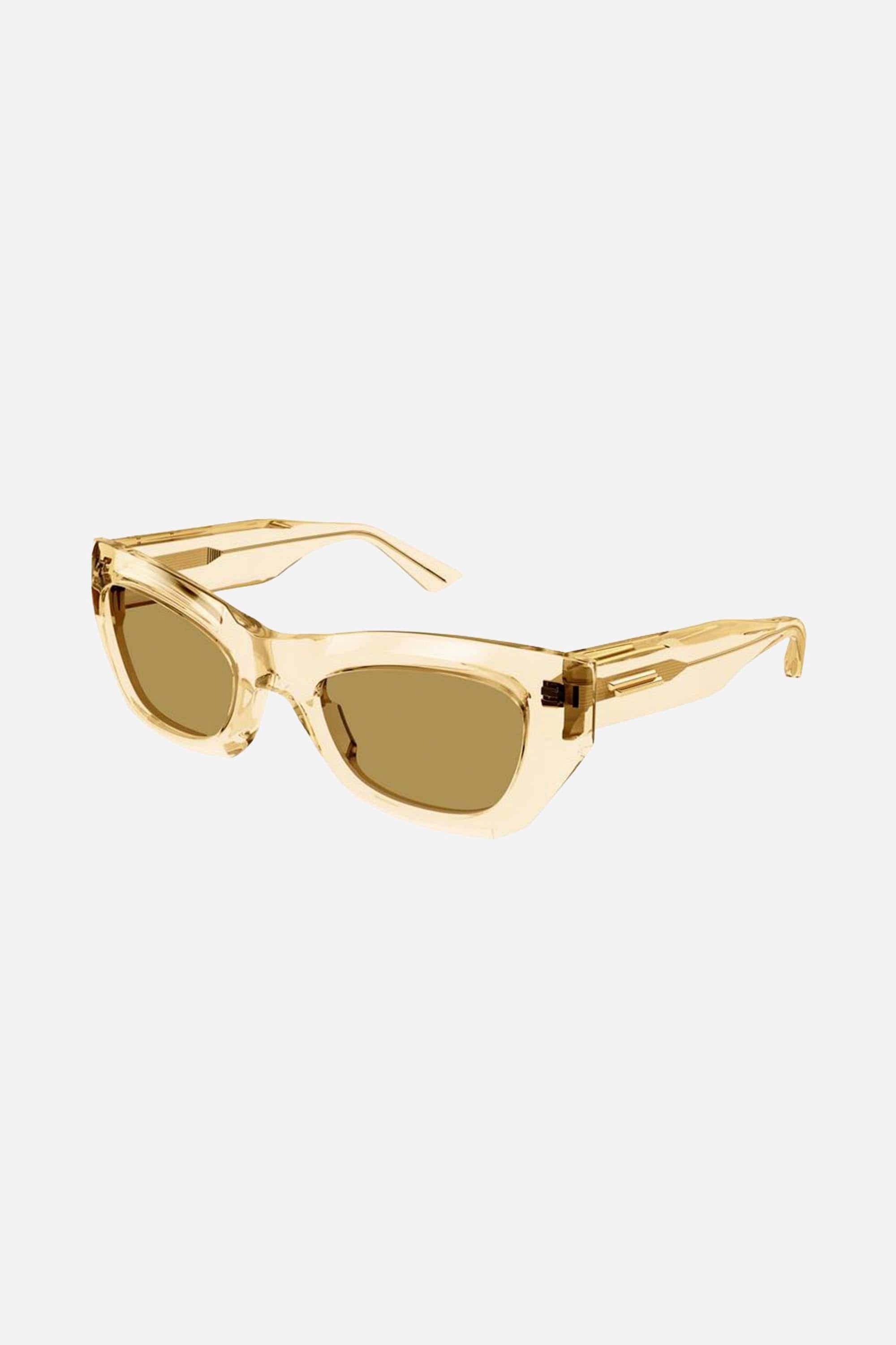 Bottega Veneta bold wrap yellow sunglasses