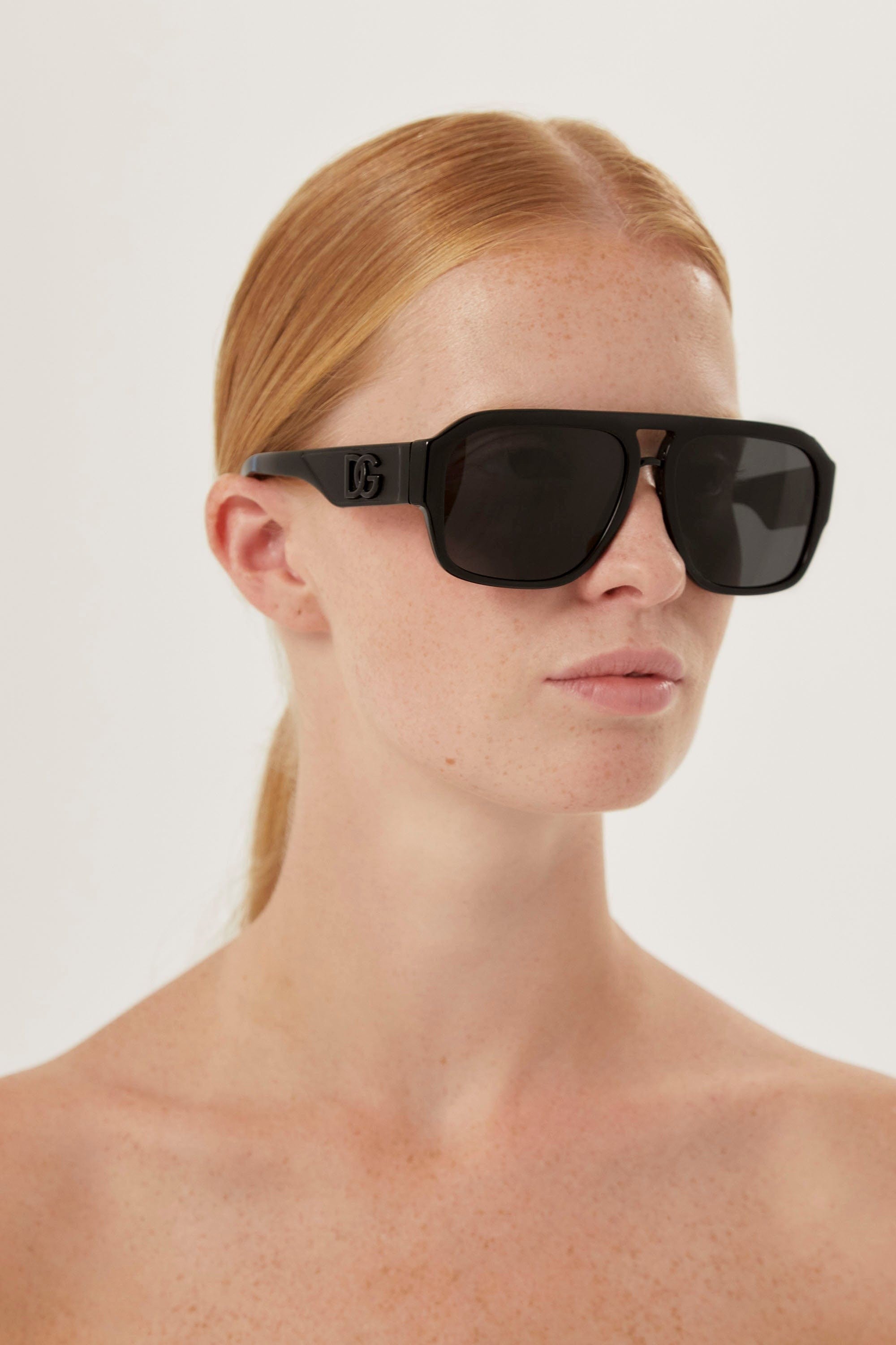 Dolce & Gabbana black pilot sunglasses