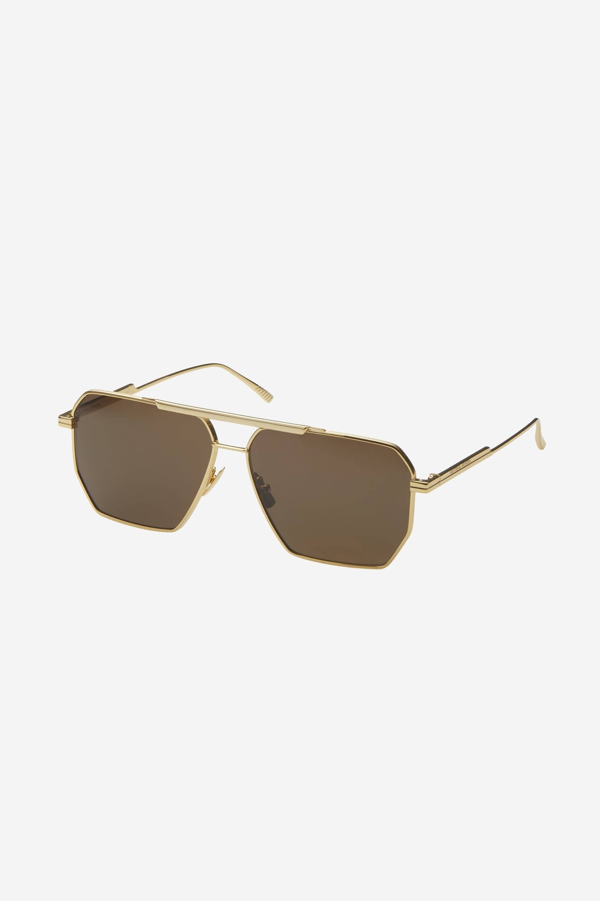 Bottega Veneta caravan gold and brown sunglasses