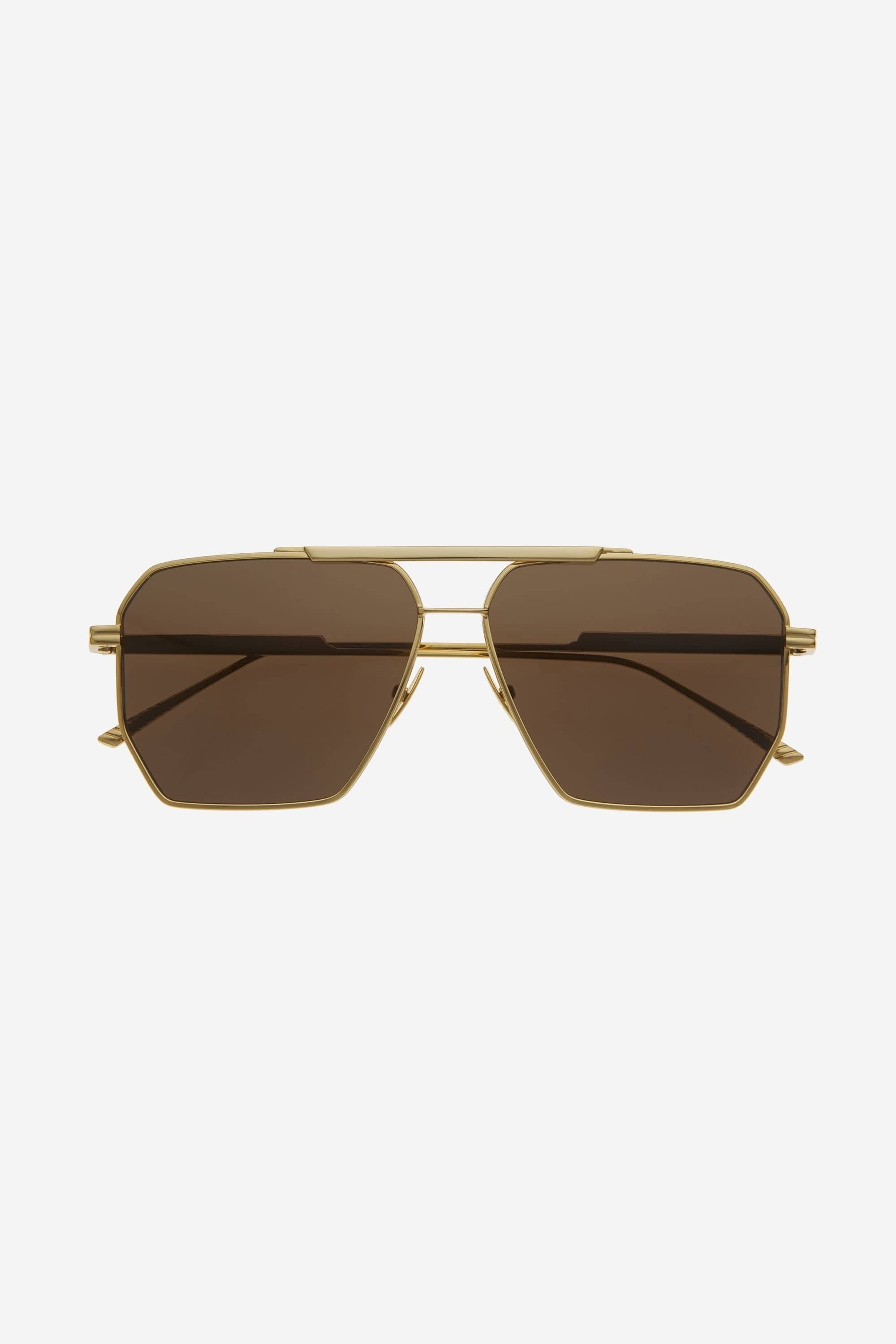 Bottega Veneta caravan gold and brown sunglasses