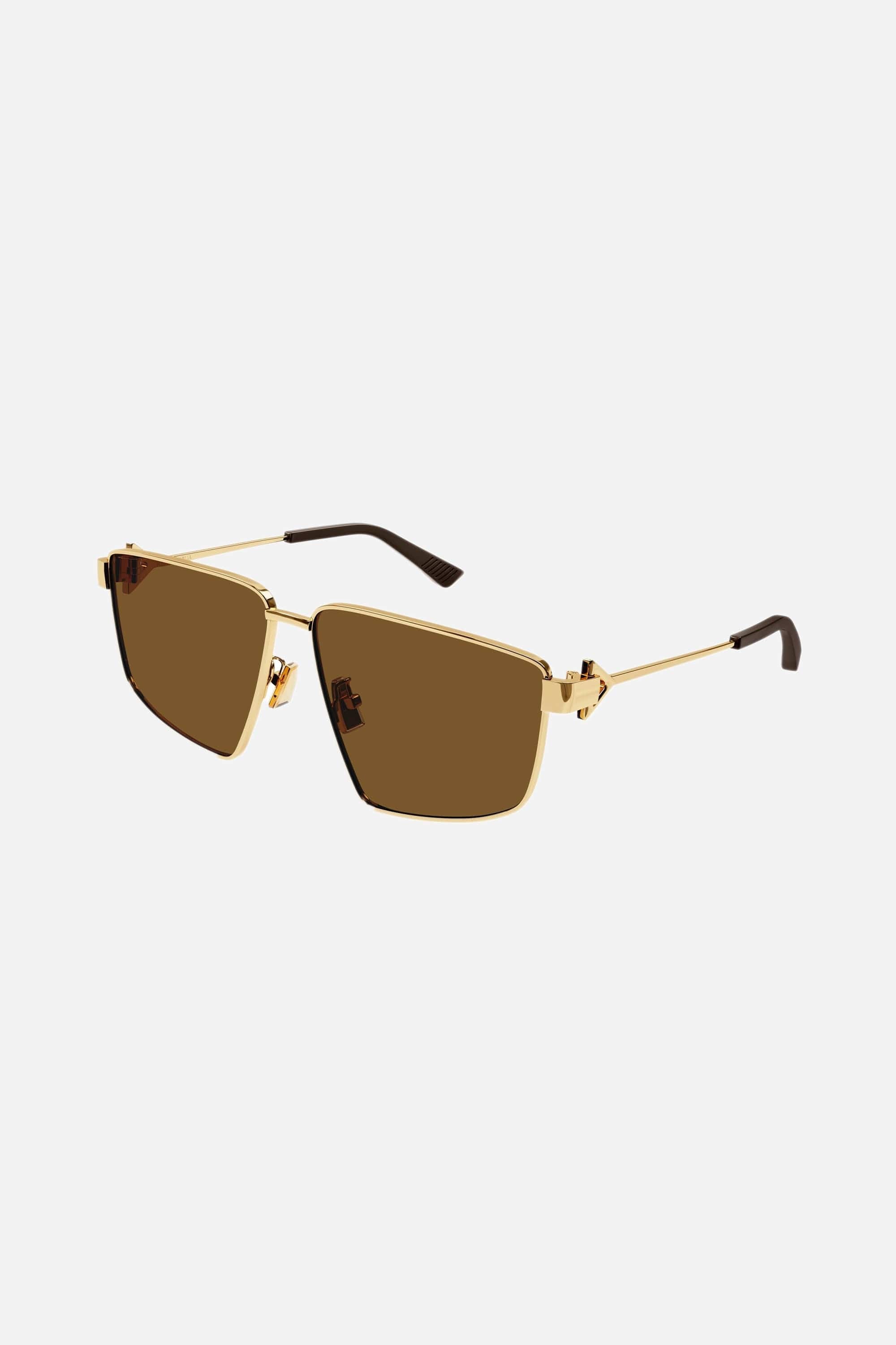 Bottega Veneta caravan gold and brown sunglasses