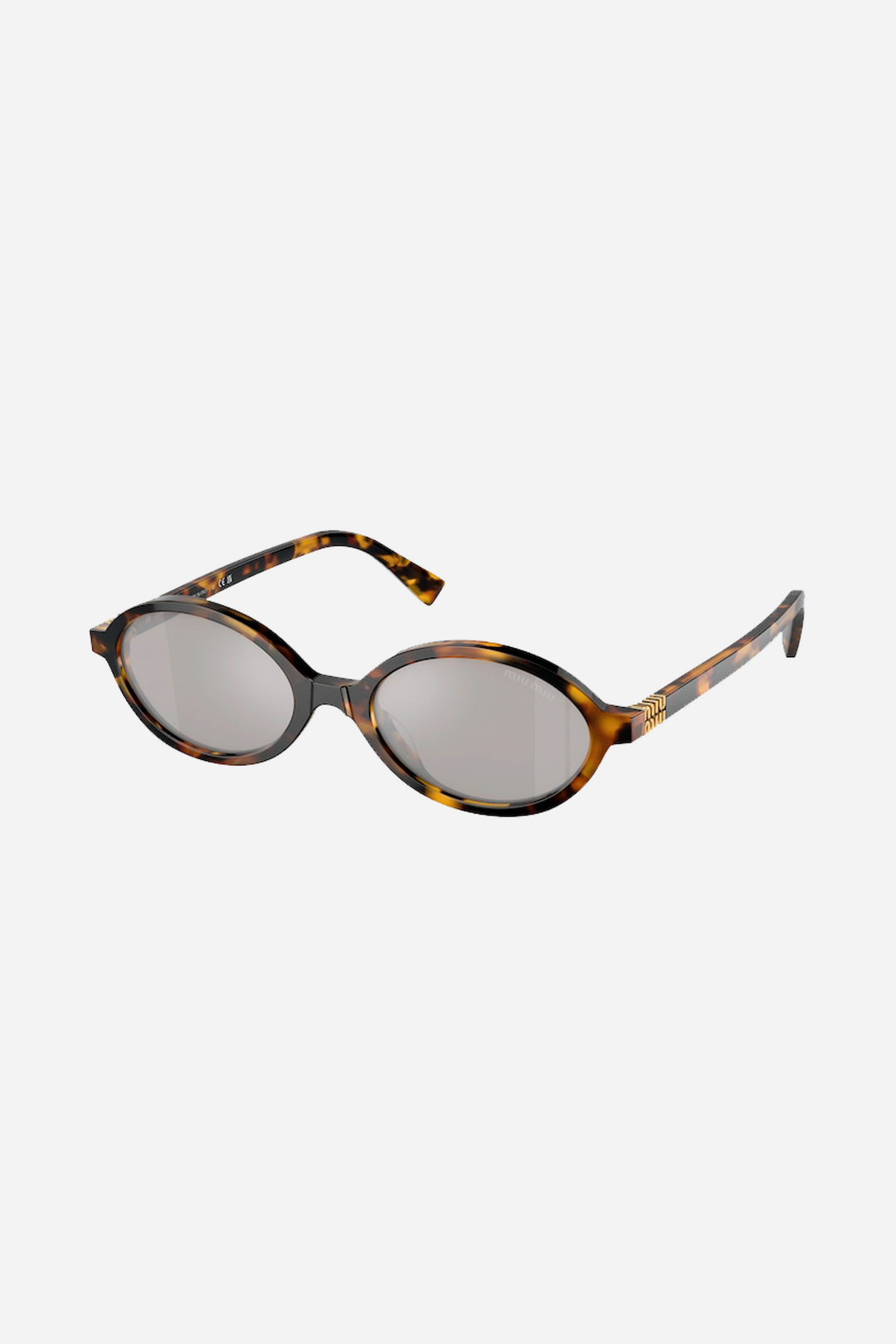 Miu Miu oval acetate havana and silver sunglasses