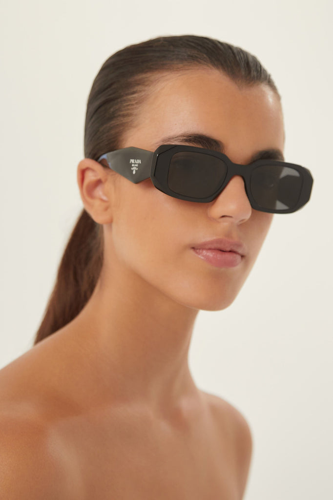 Prada PR17WS symbol black oval sunglasses – Eyewear Club