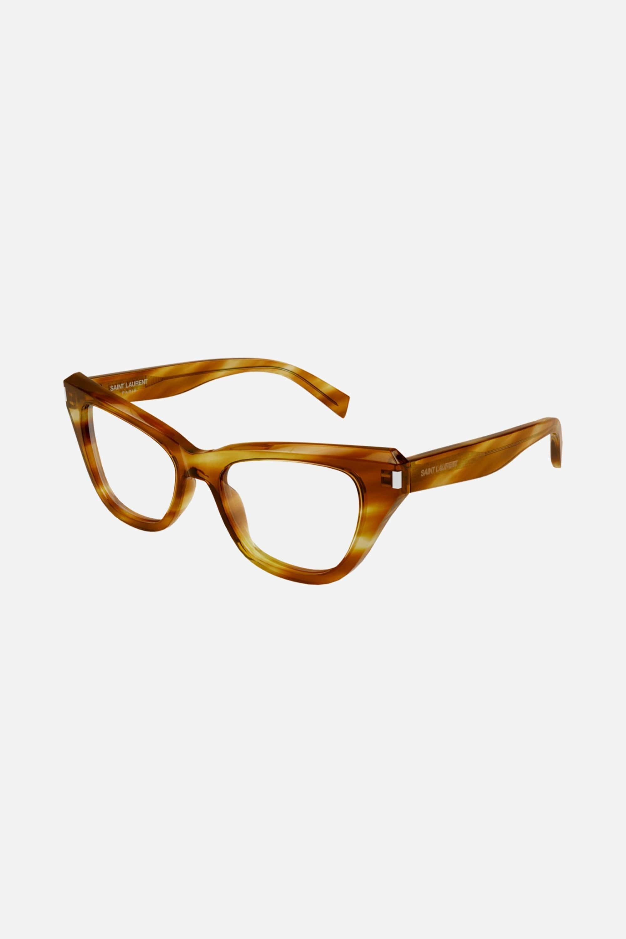 Saint Laurent cat eye angular light havana frame