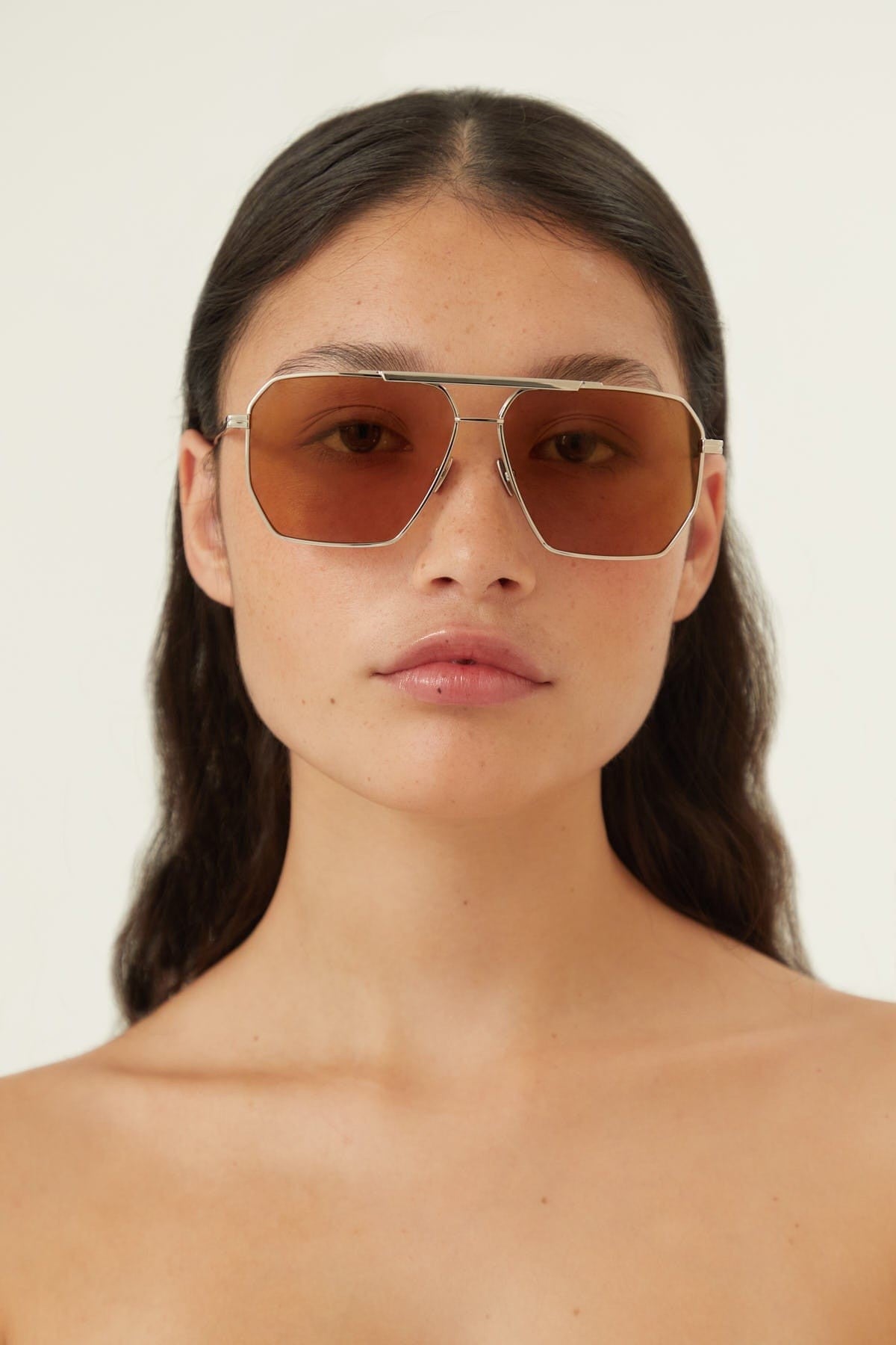 Bottega Veneta caravan silver sunglasses