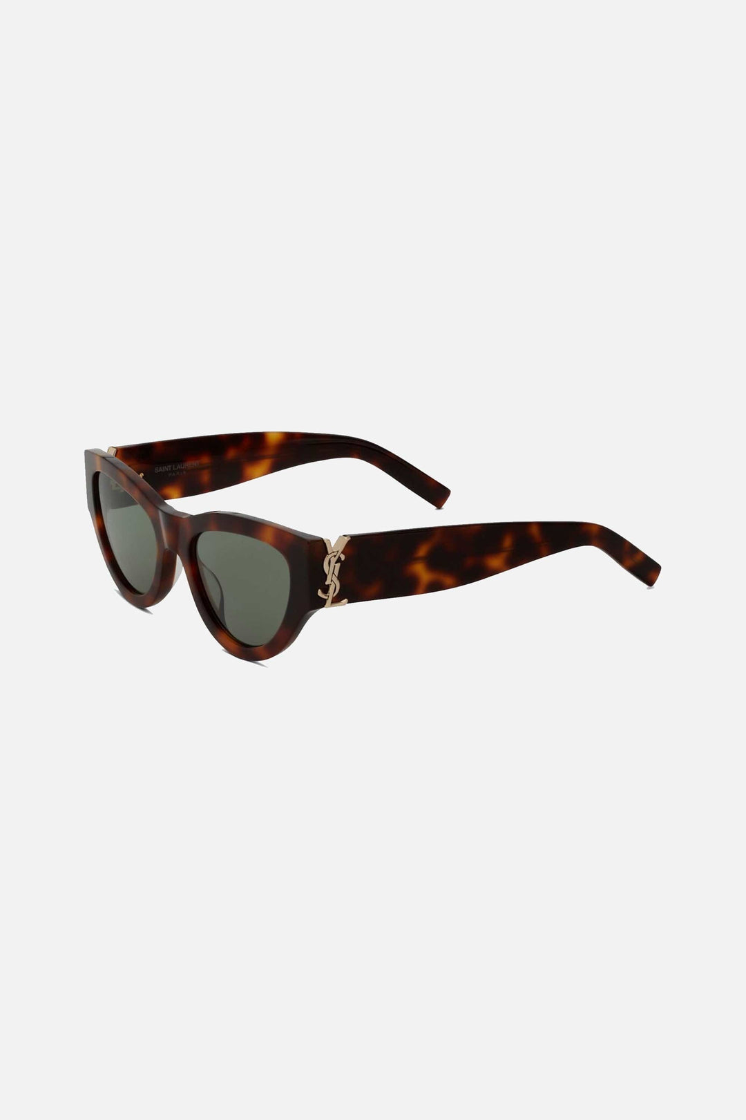 Saint Laurent havana almond shape featuring bold YSL logo