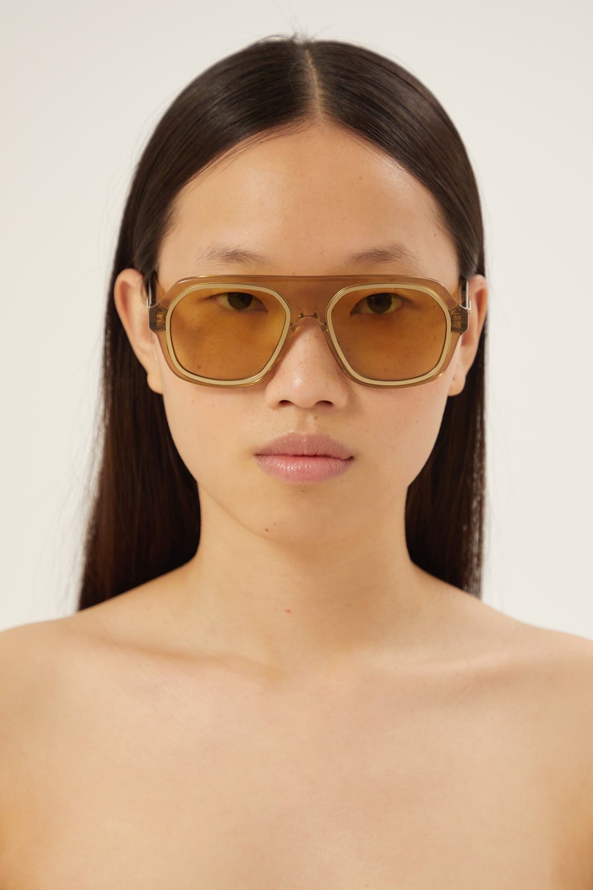 Bottega Veneta caravan yellow sunglasses