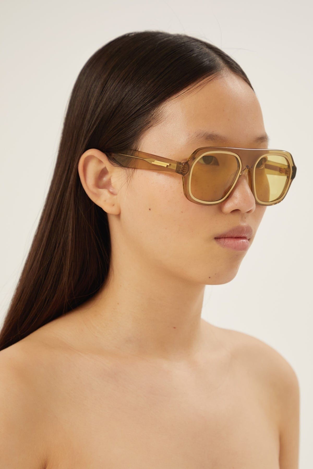 Bottega Veneta caravan yellow sunglasses