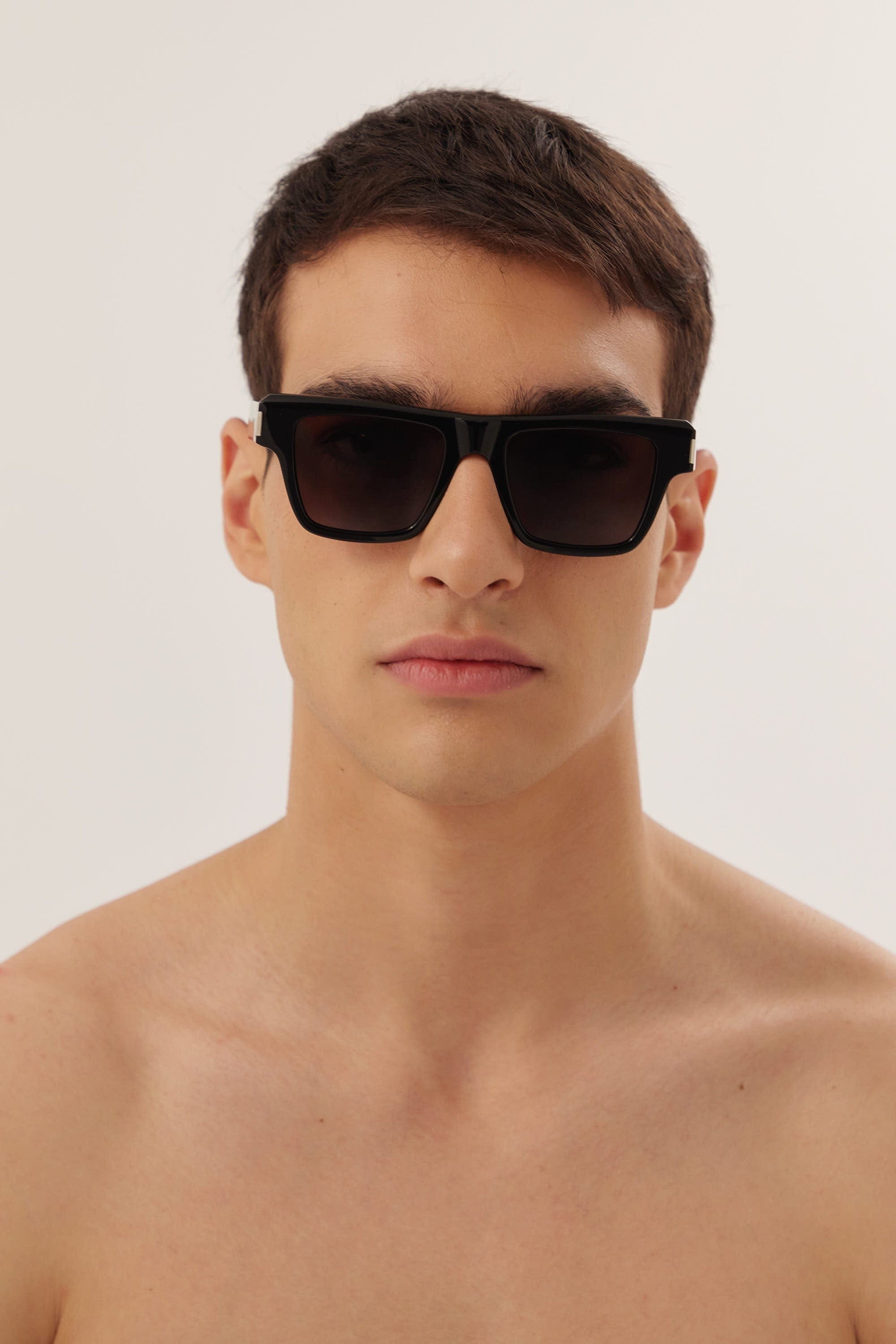 Saint Laurent squared black angular sunglasses