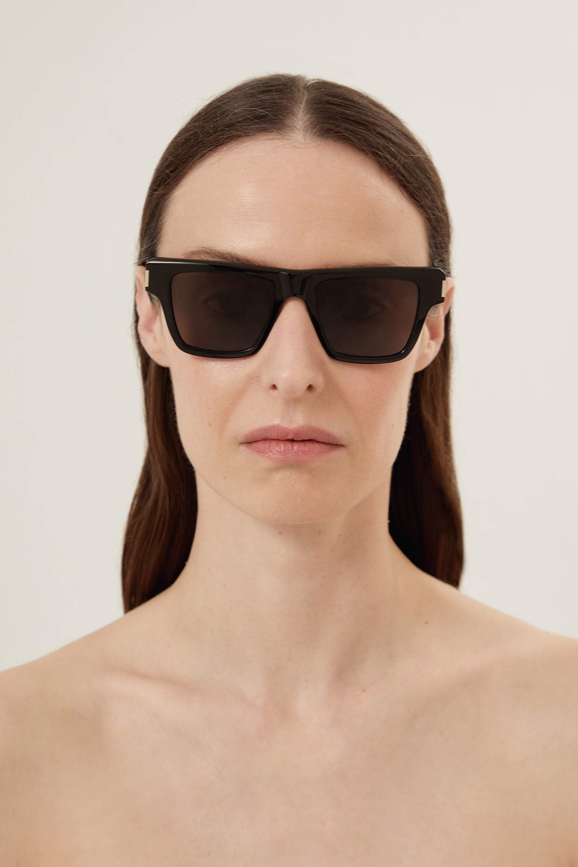 Saint Laurent squared black angular sunglasses