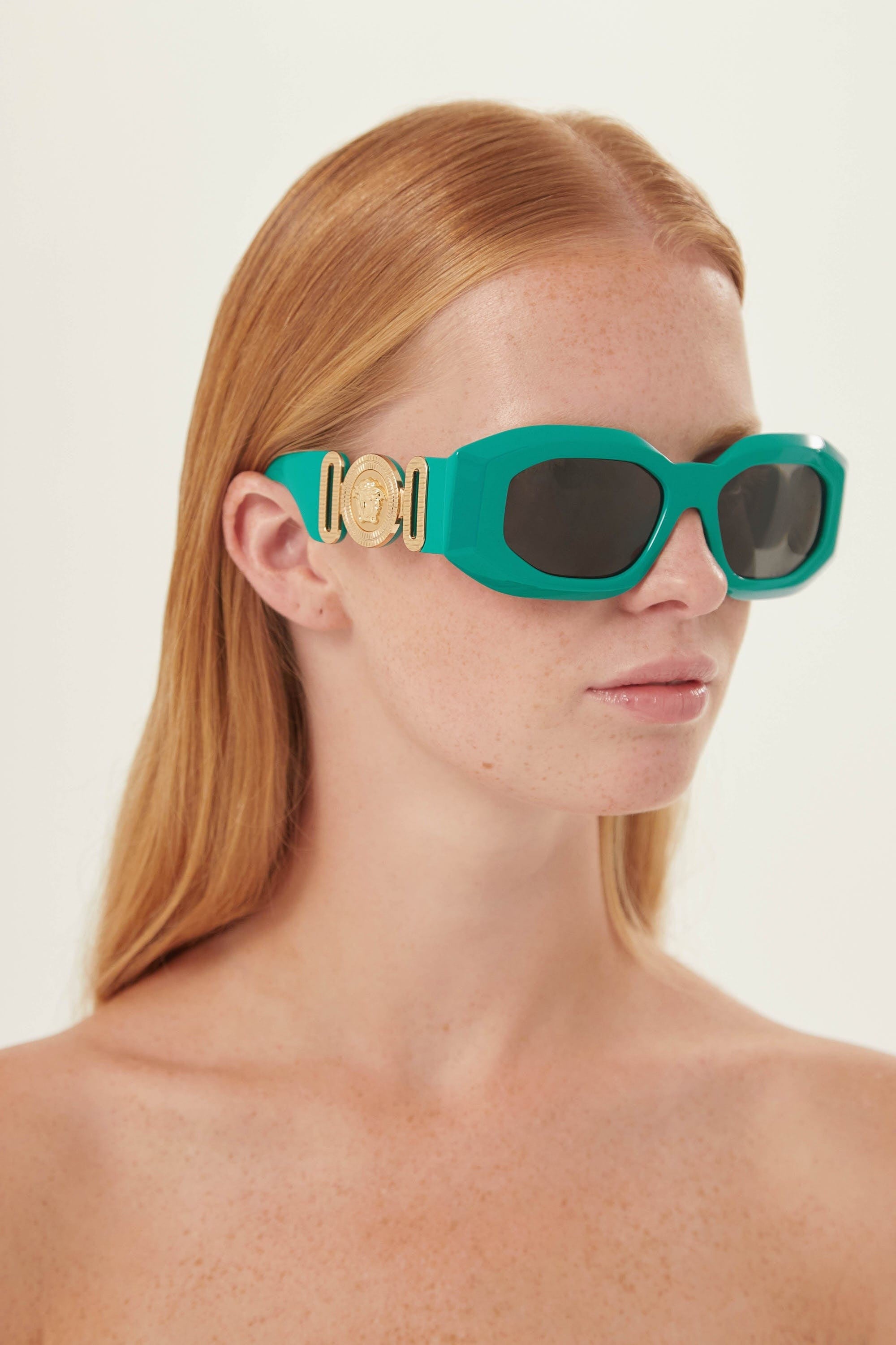 Versace biggie bold sunglasses in water green with iconic jellyfish