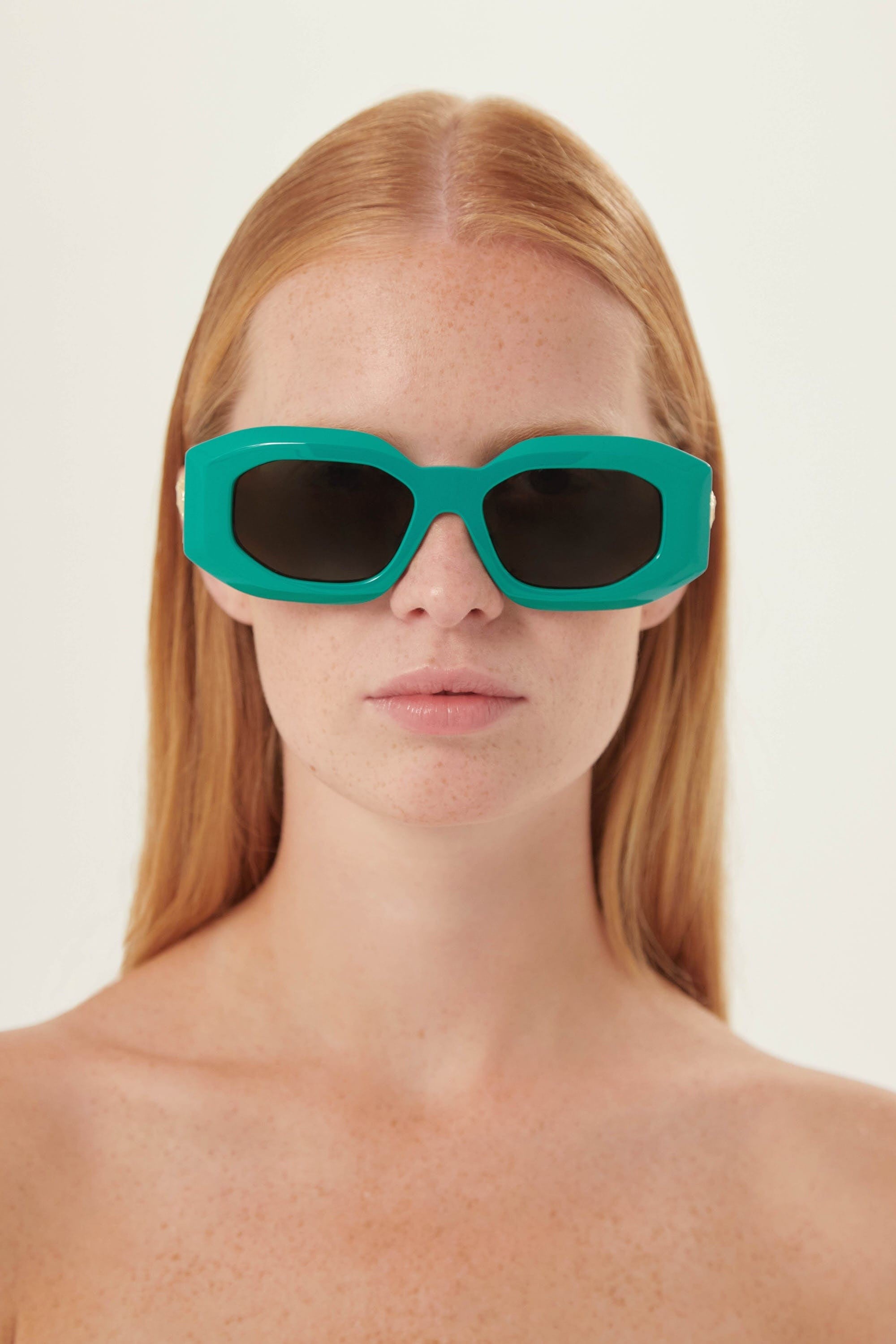 Versace biggie bold sunglasses in water green with iconic jellyfish