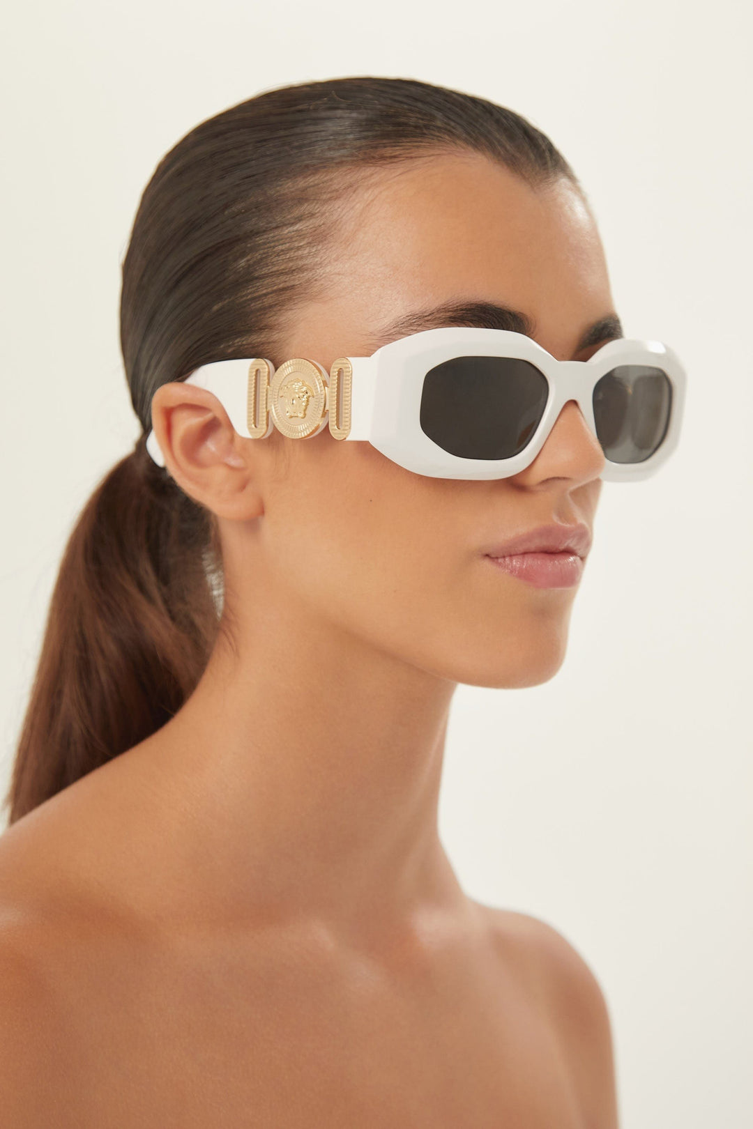 Versace biggie bold sunglasses in white with iconic jellyfish