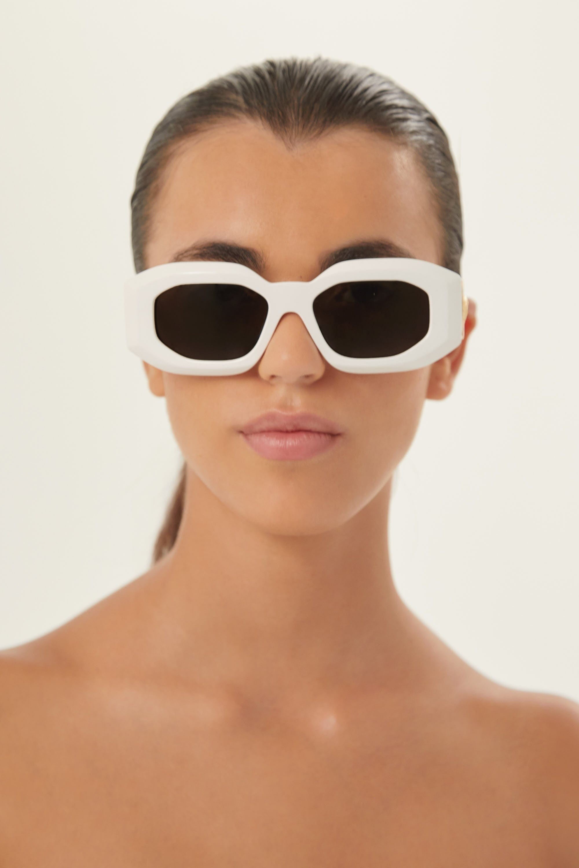 Versace biggie bold sunglasses in white with iconic jellyfish